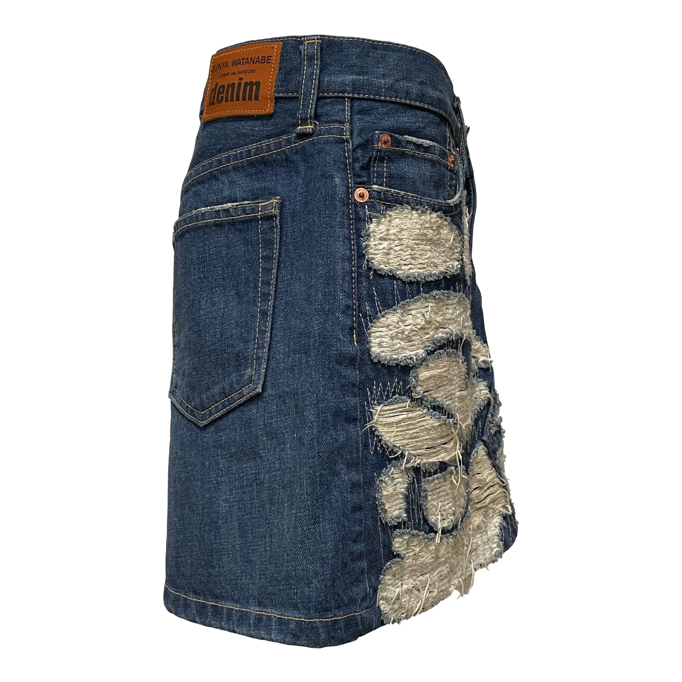 JUNYA WATANABE Destroyed Denim Mini Skirt - 3