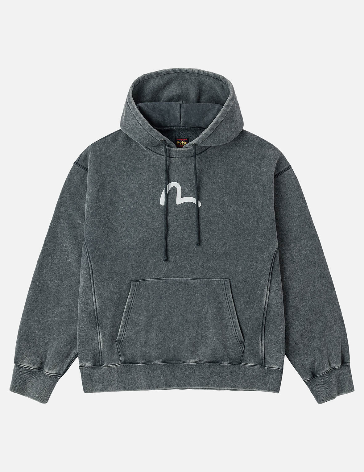 Washed Seagull and Logo Print Relax Fit Hoodie - 4