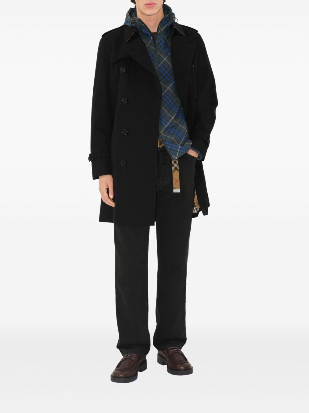 double-breasted belted trench coat - 2