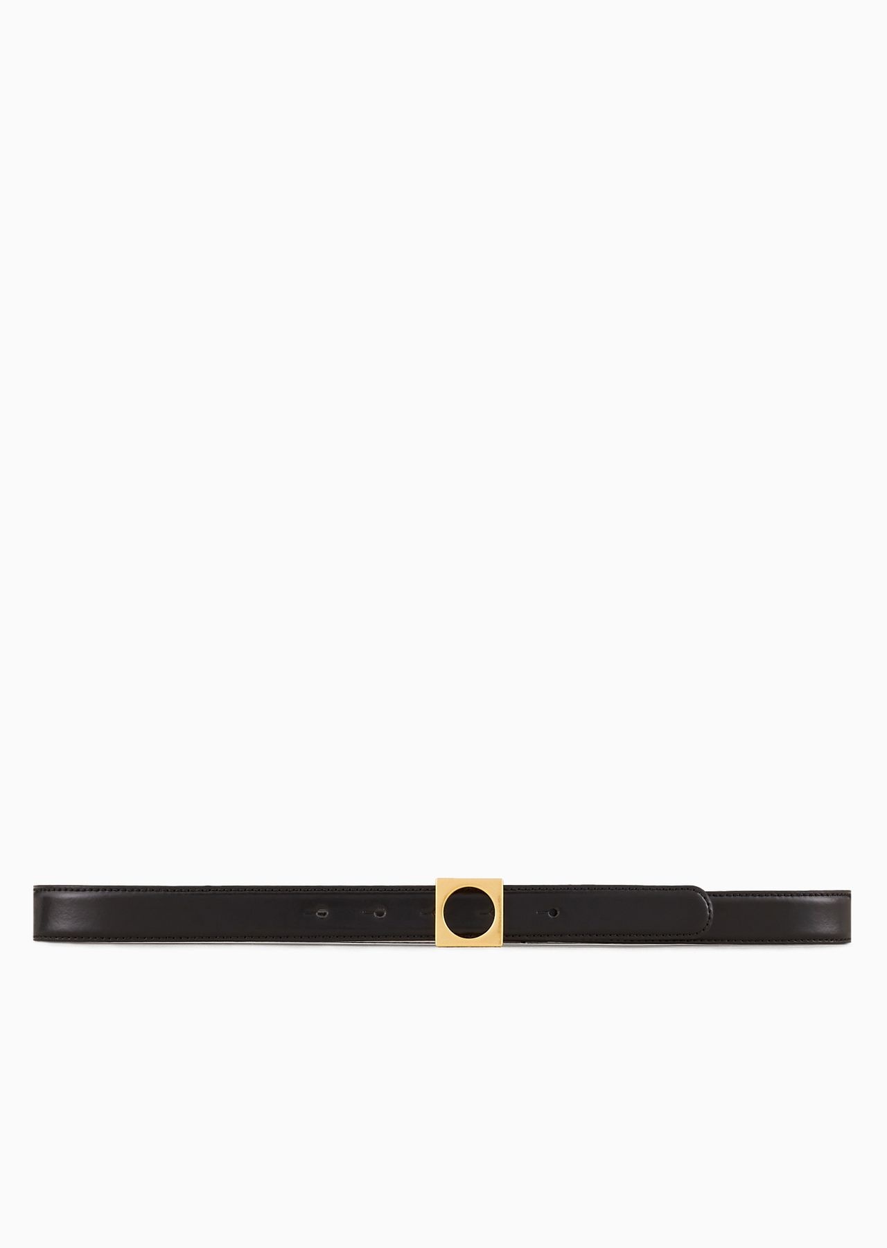 Brushed-leather belt with geometric buckle - 3
