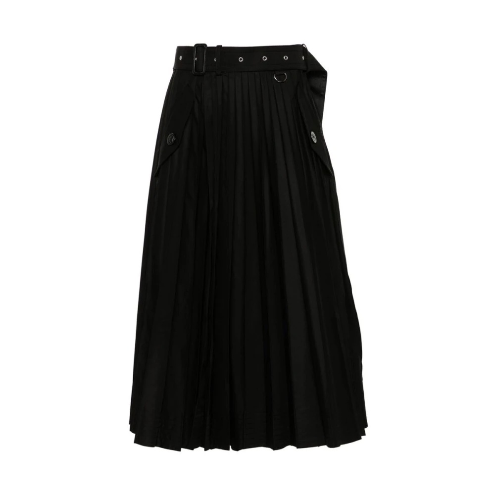 sacai BLACK TEXTURED PLISSÉ SKIRT | miinto | REVERSIBLE