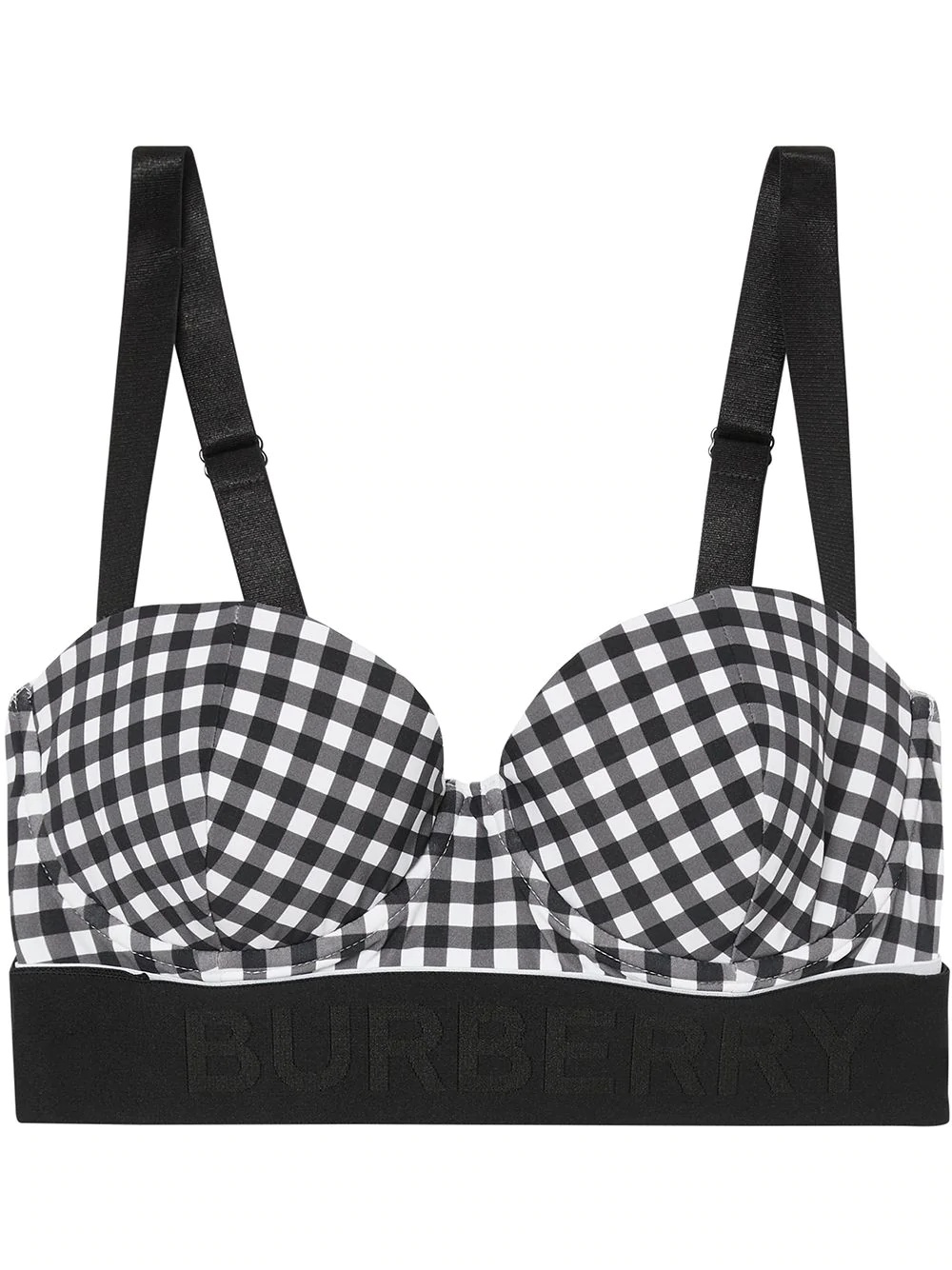 logo-tape gingham bikini top - 1