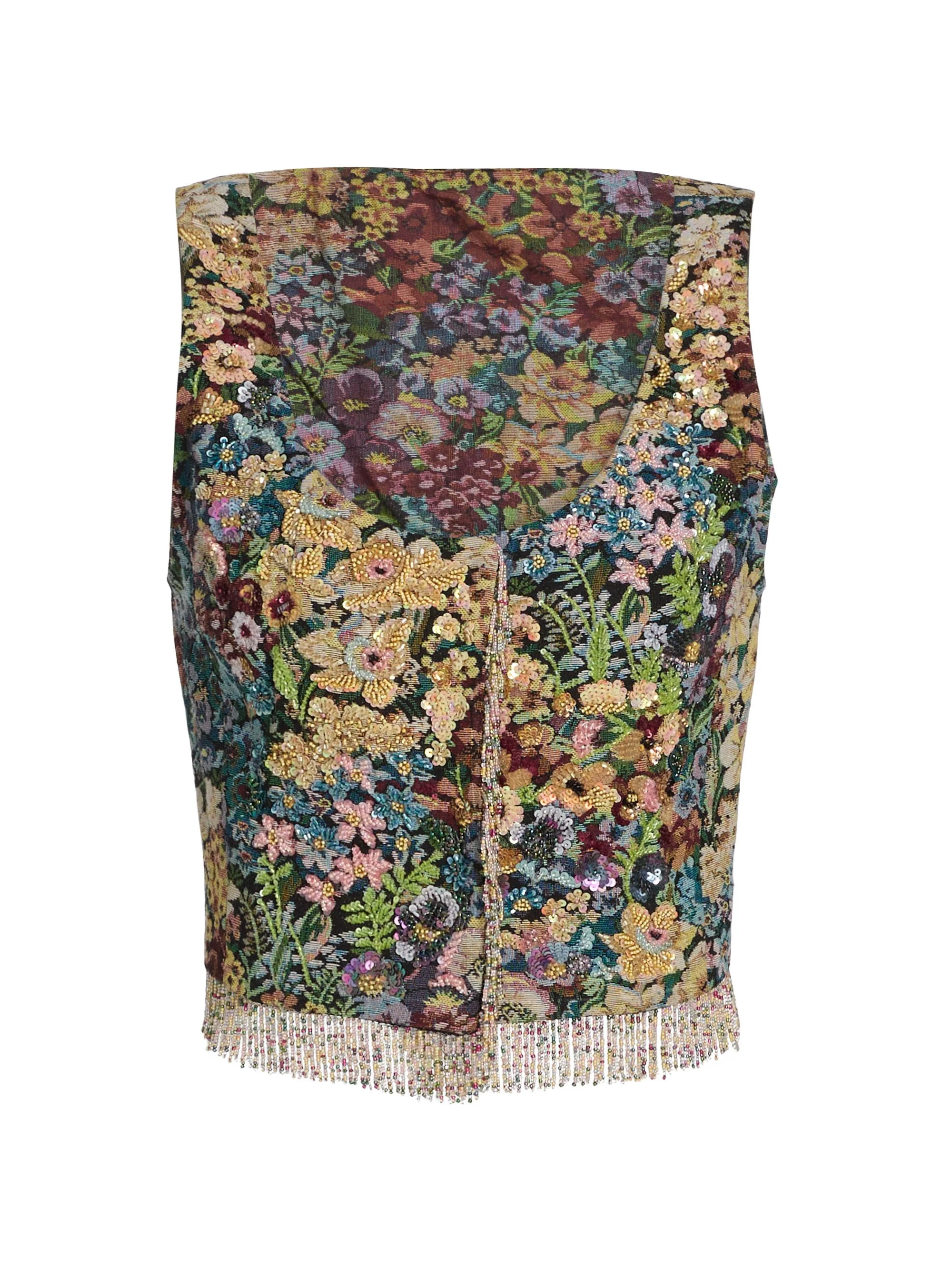 Women's Hazel Beaded Floral Fringe Vest - Multi - 1