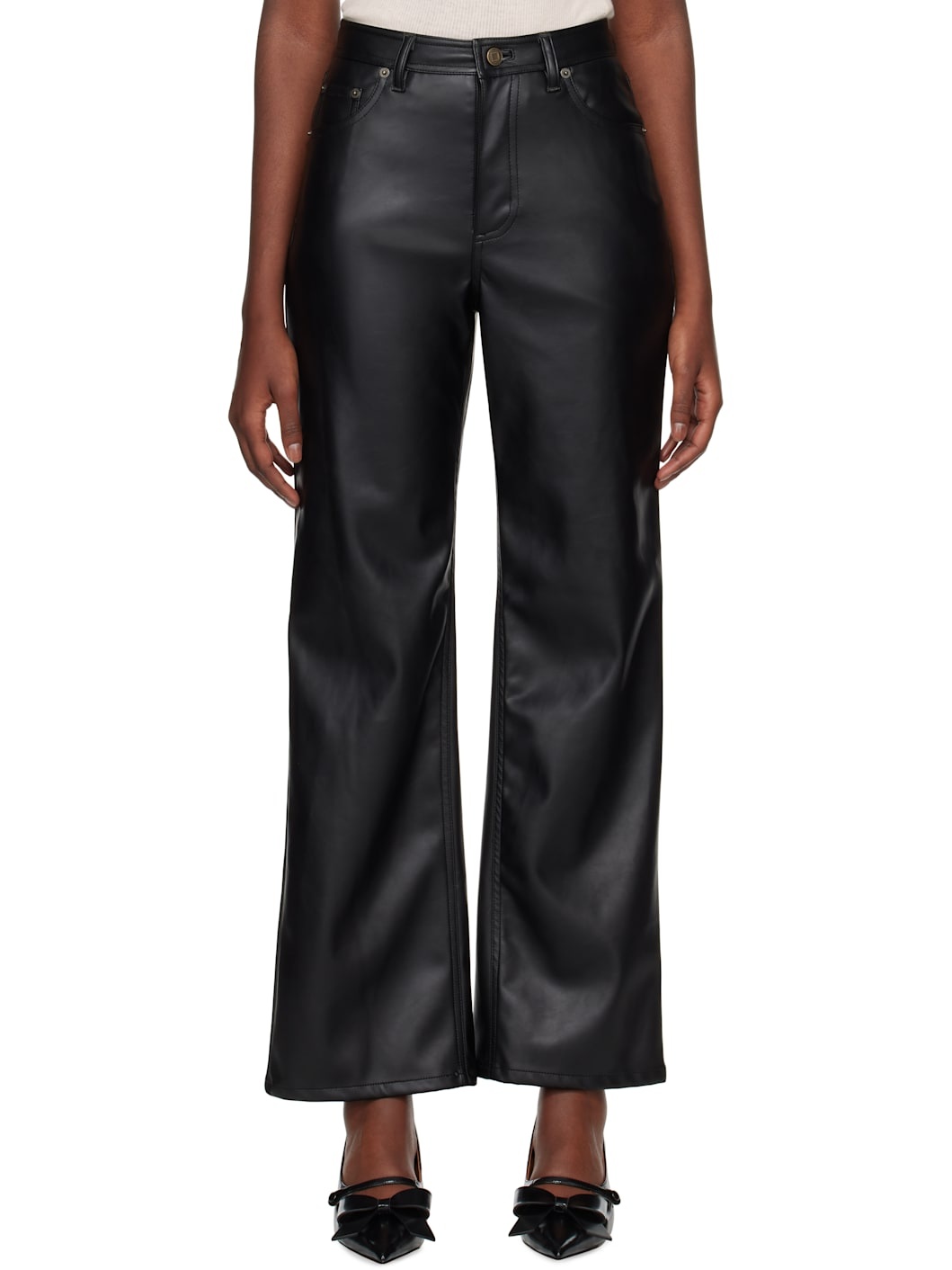 Black Label Wide Fit Faux-Leather Pants - 1