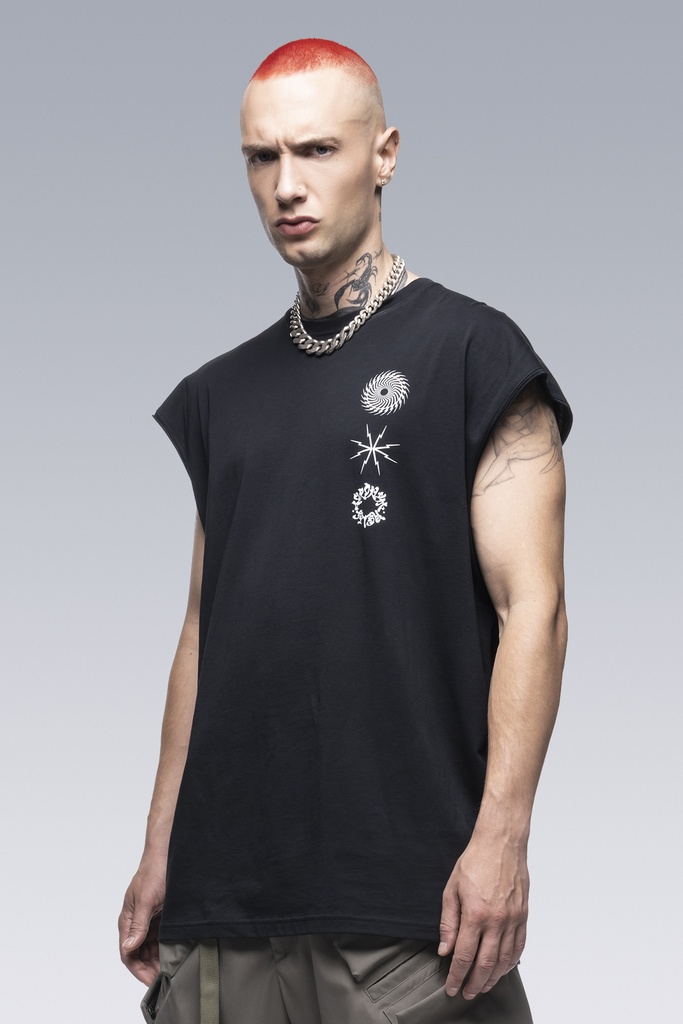 S25-PR-C Pima Cotton Sleeveless T-shirt Black - 3