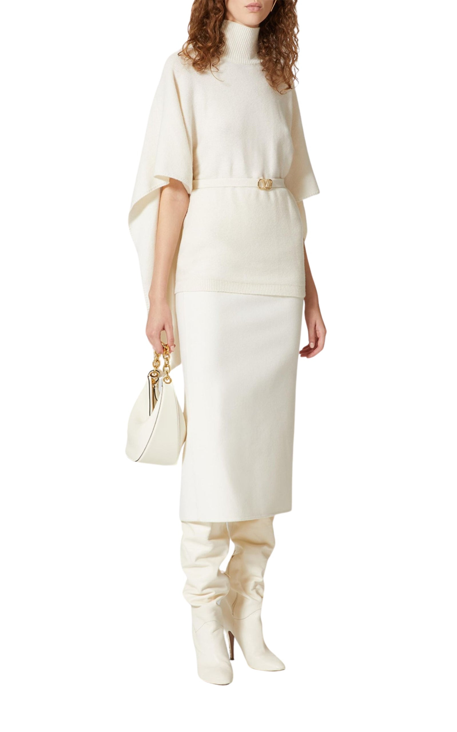 Caped Virgin Wool Turtleneck Sweater - 2