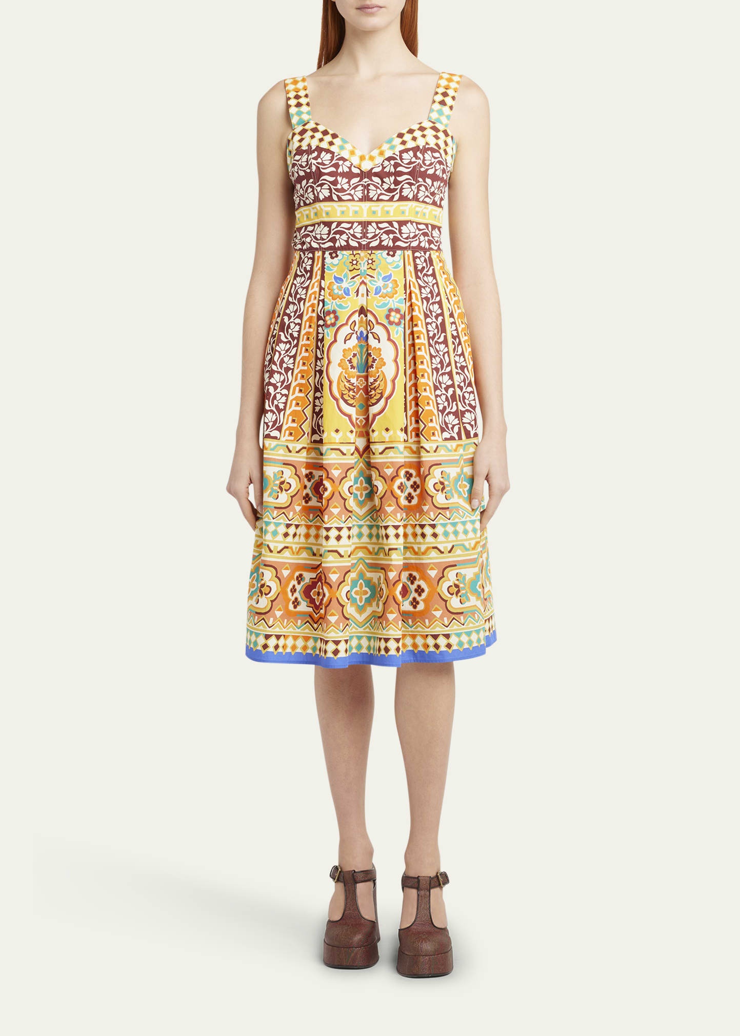 Sleeveless Pleated Poplin Midi Dress - 2