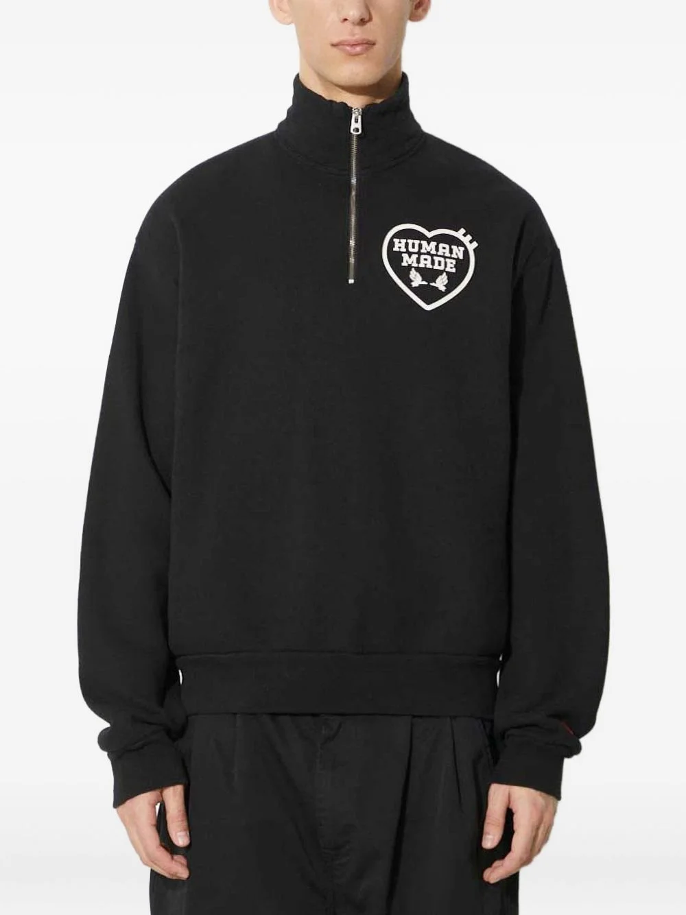 heart-logo half-zip sweatshirt - 1
