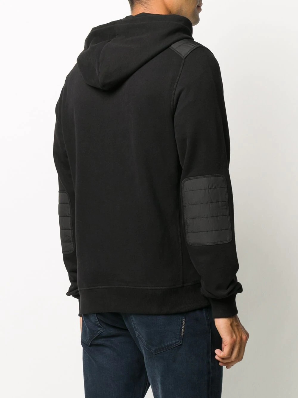 elbow-patch zipped hoodie - 4