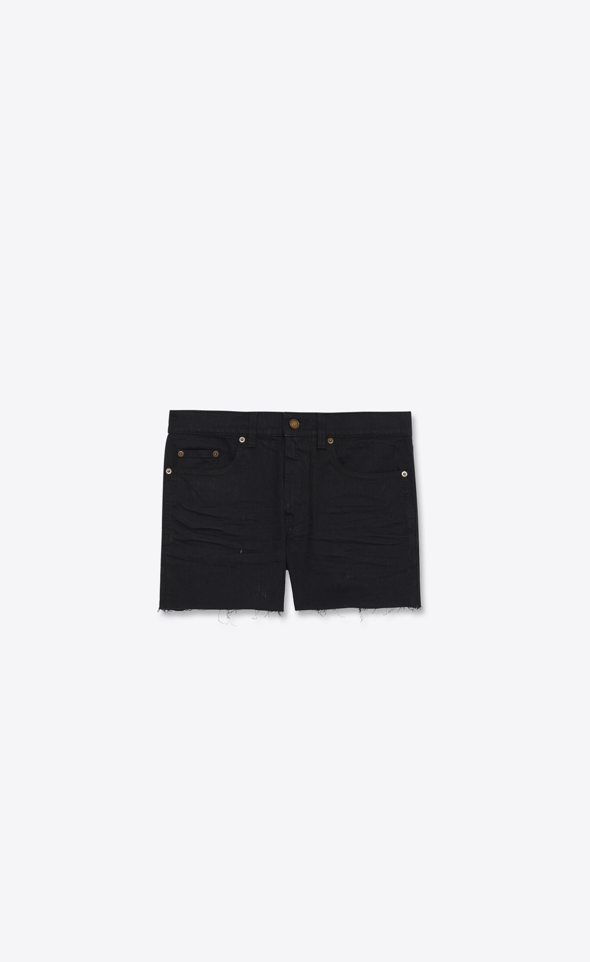 low-rise shorts in worn black denim - 1