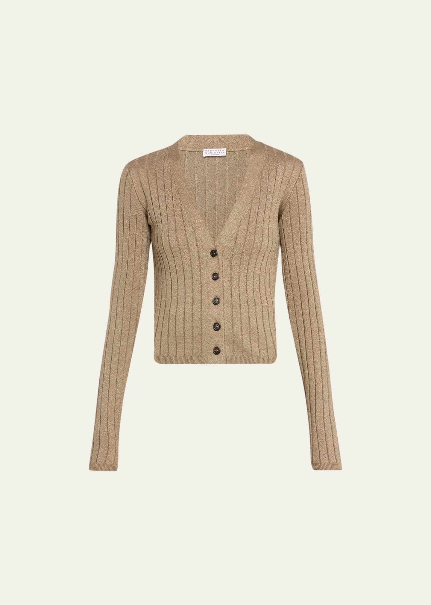 Silk Lurex Wide-Ribbed Cardigan - 1