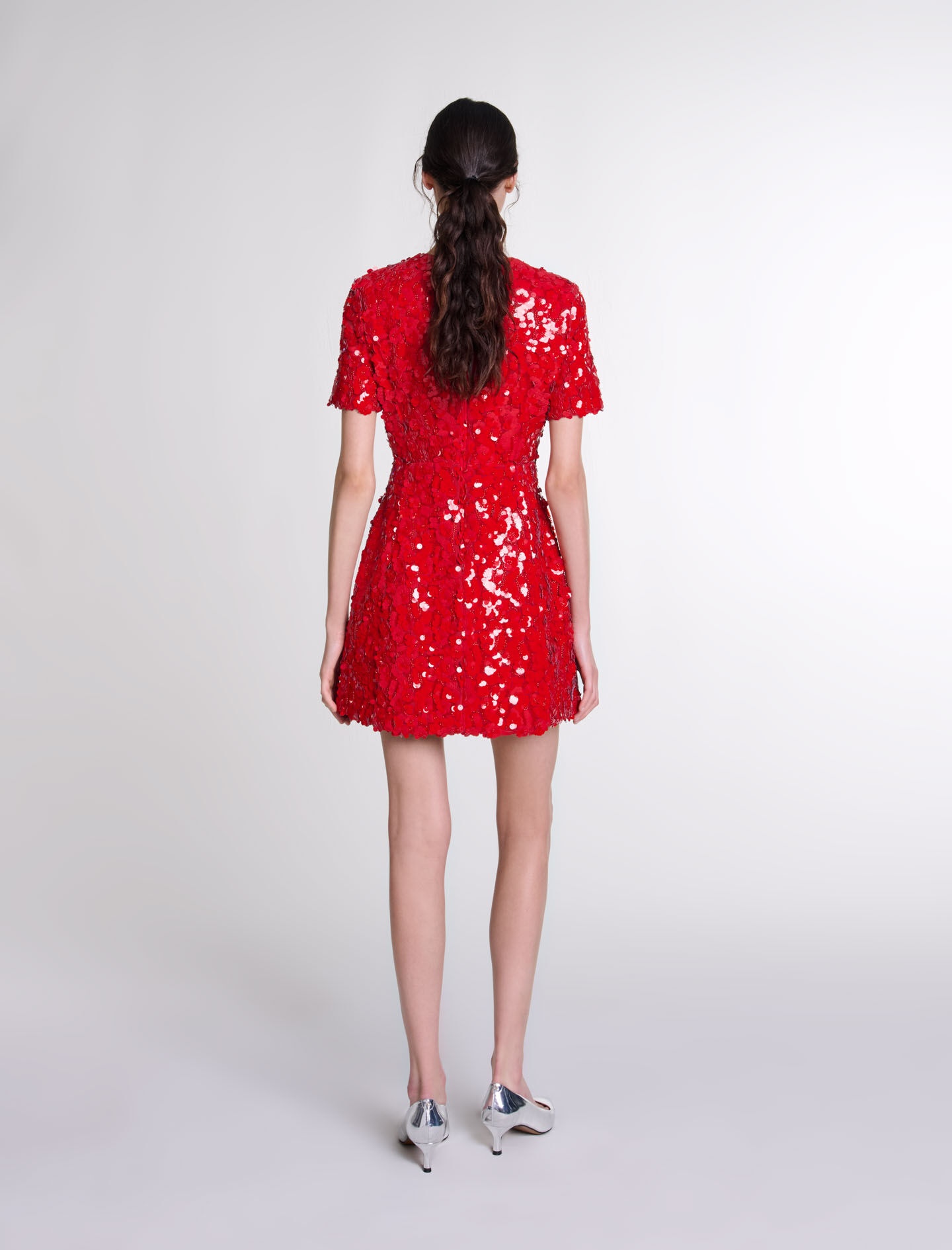 Short sequinned floral dress - 4