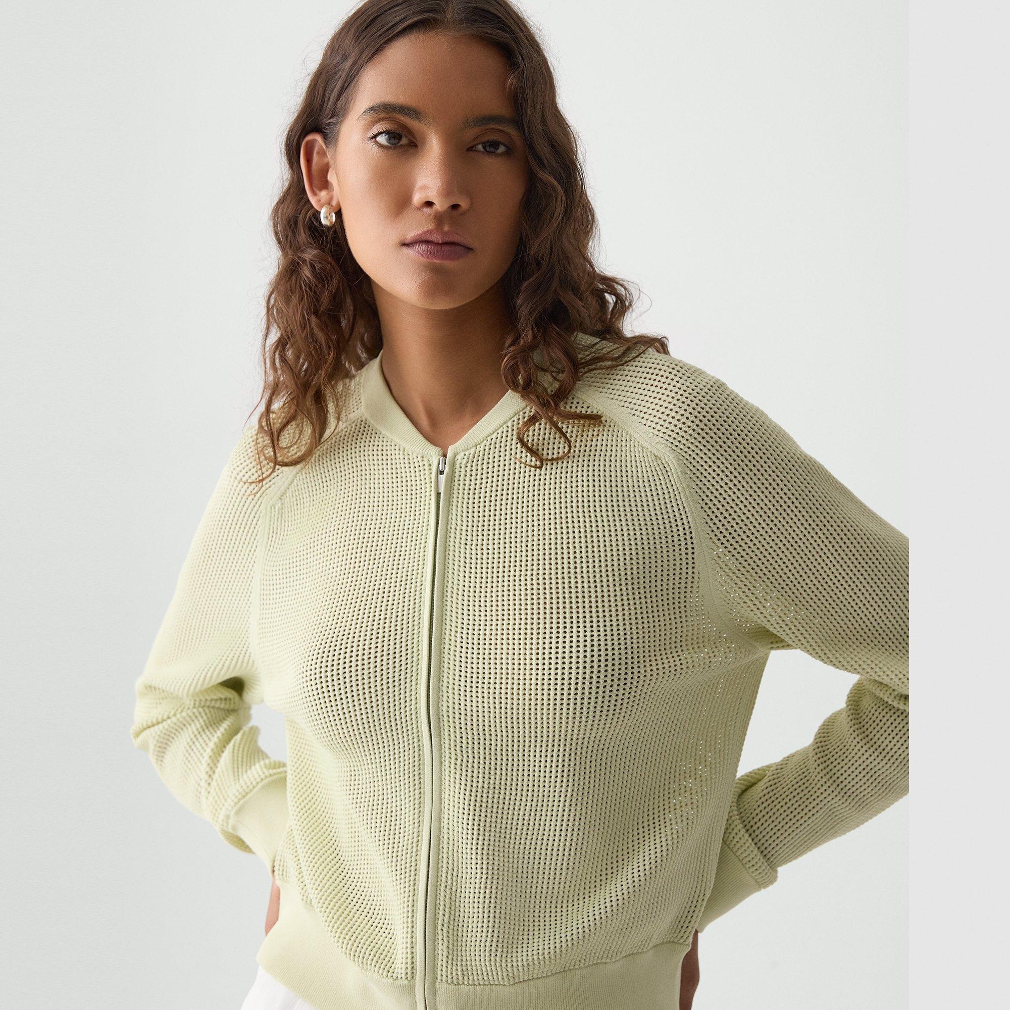 Pointelle Bomber Jacket in Crepe Knit - 4