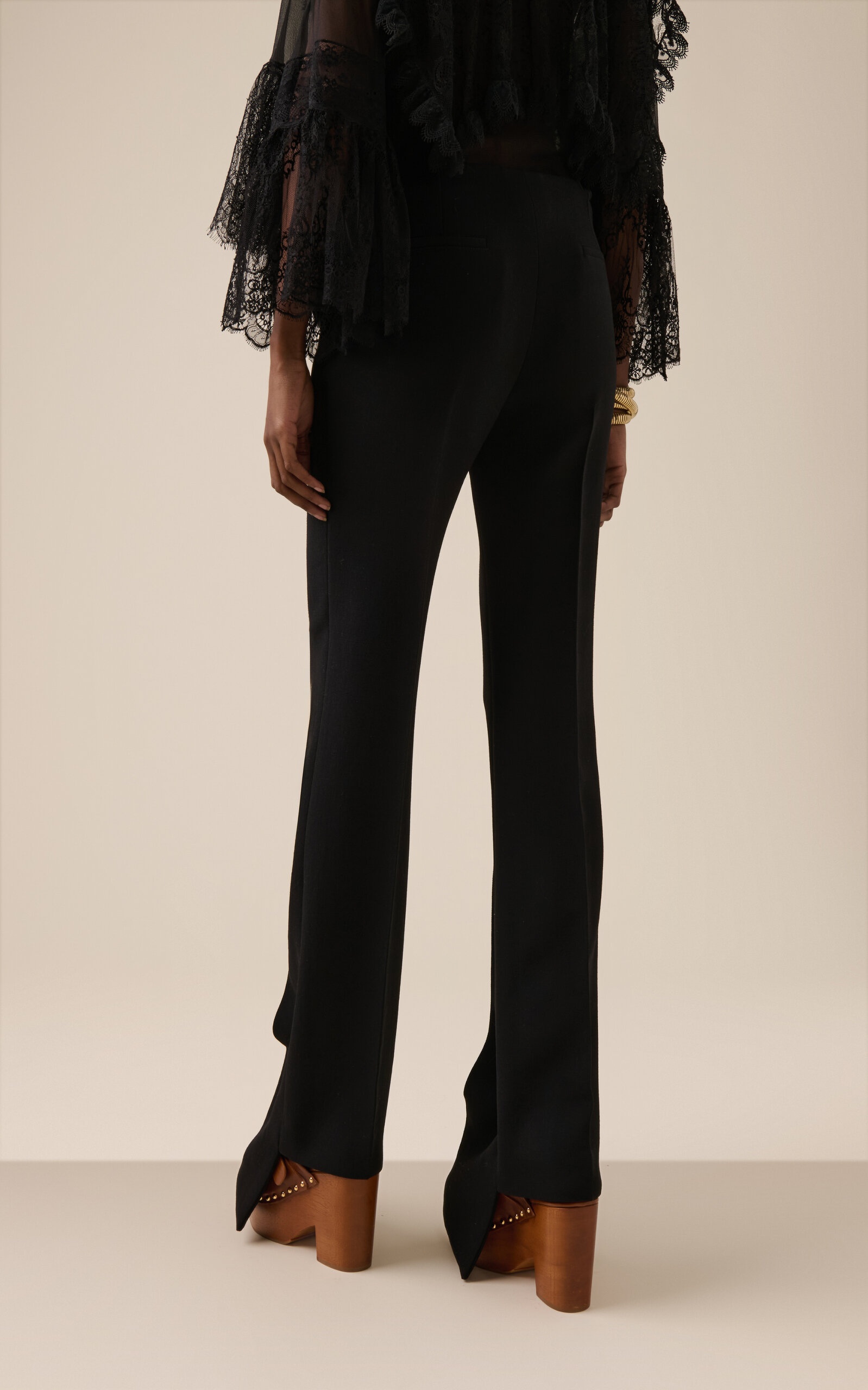 Broken-Heel Low-Rise Stretch-Wool Pants black - 4