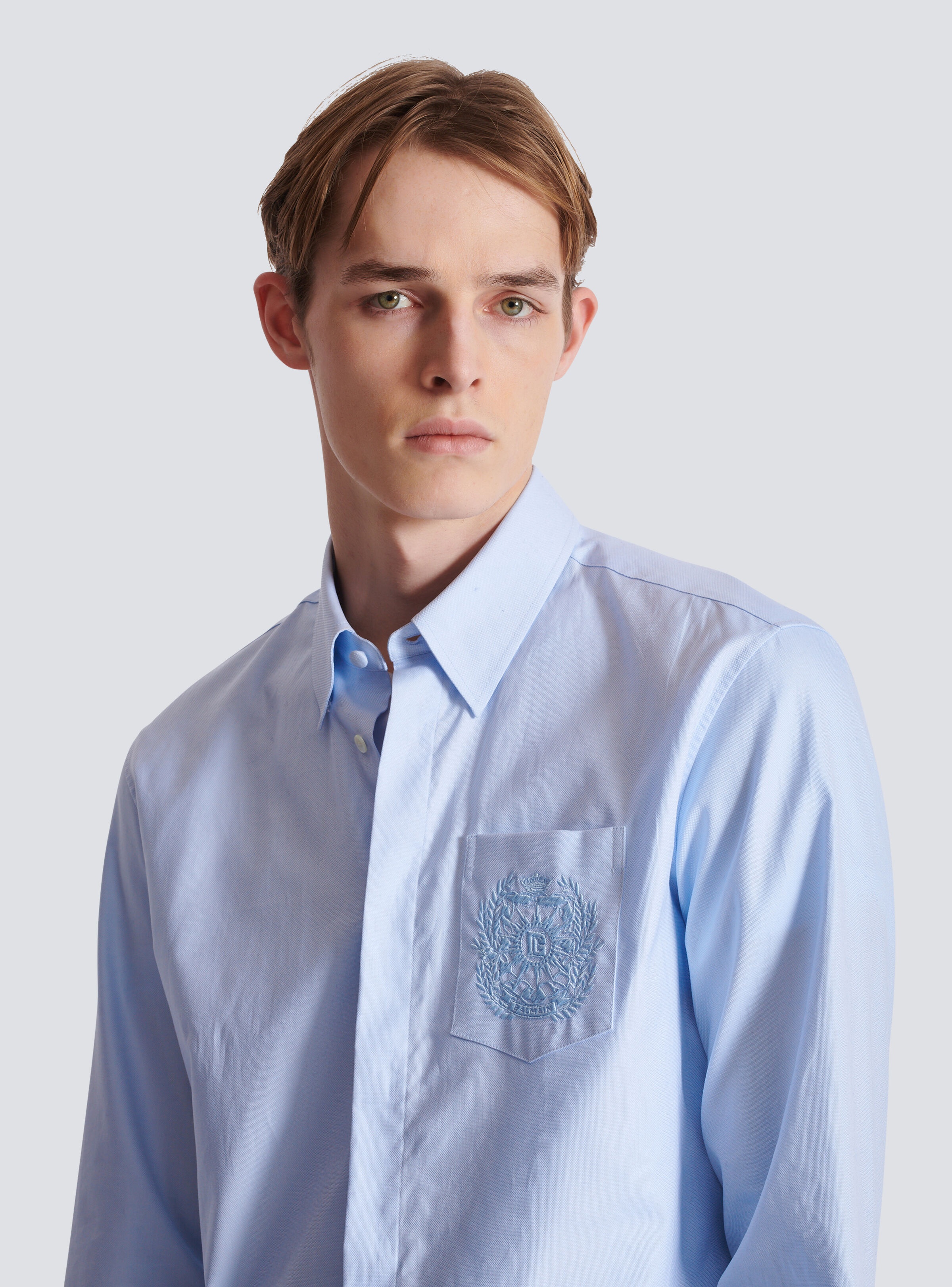 Balmain Écusson embroidered cotton shirt - 7