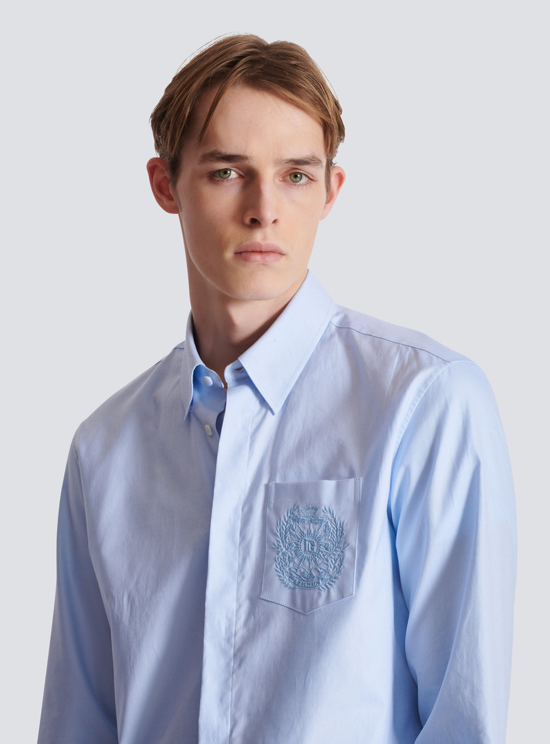 Balmain Écusson embroidered cotton shirt 7