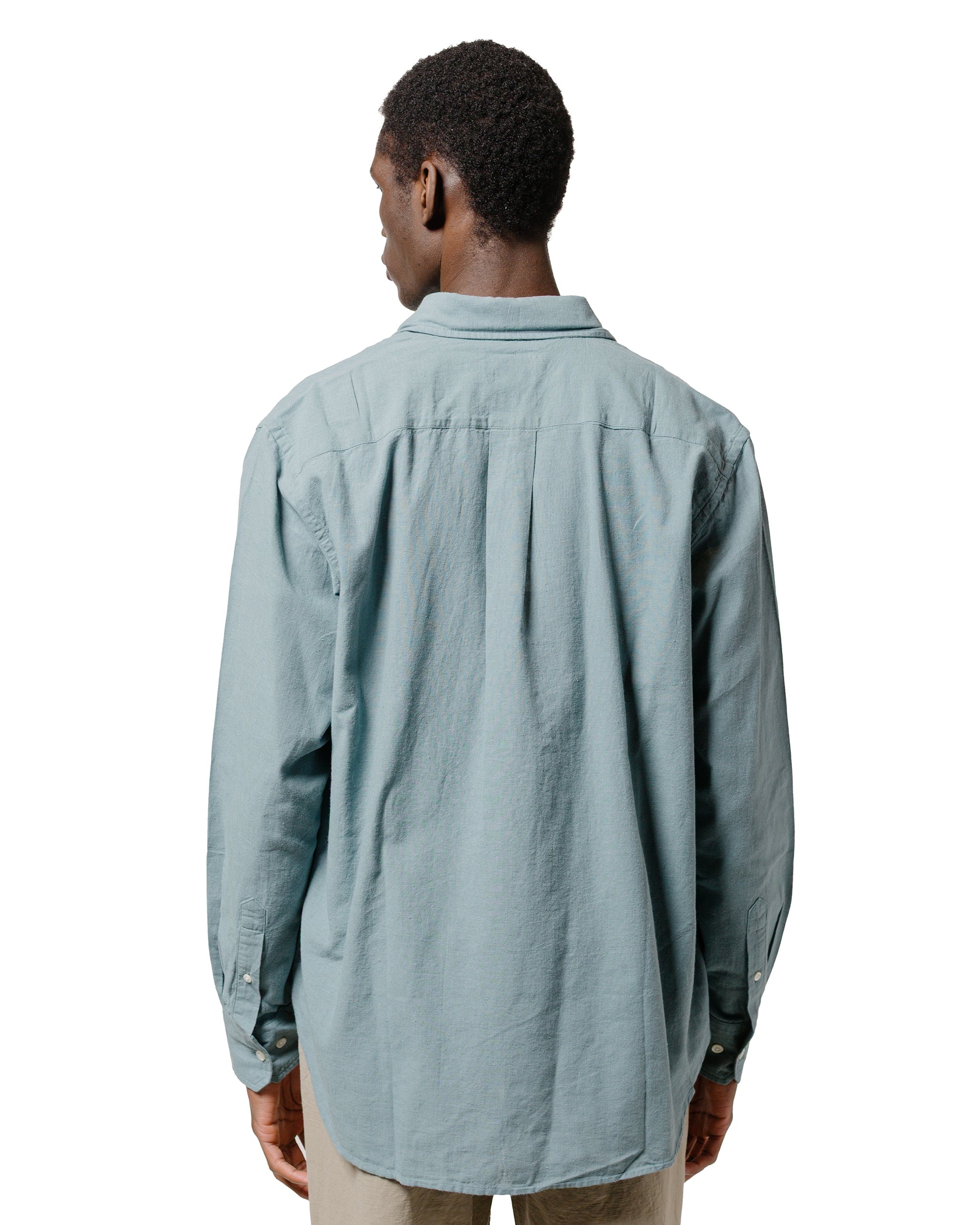 Algot Relaxed Cotton Linen Shirt Greyish Blue - 3