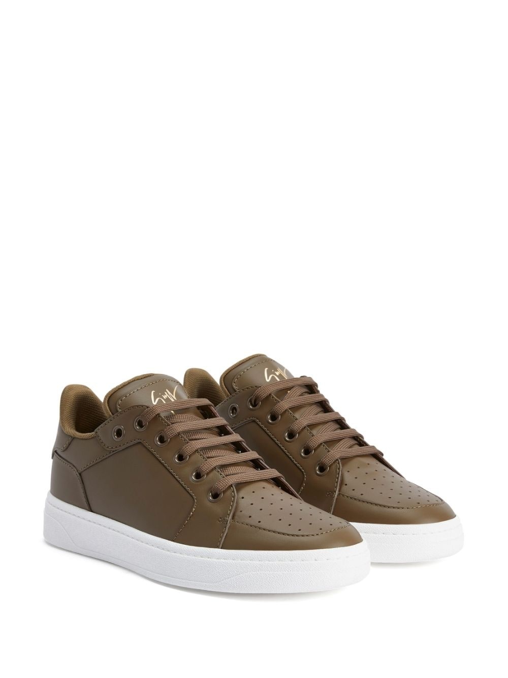 leather lace-up sneakers - 2