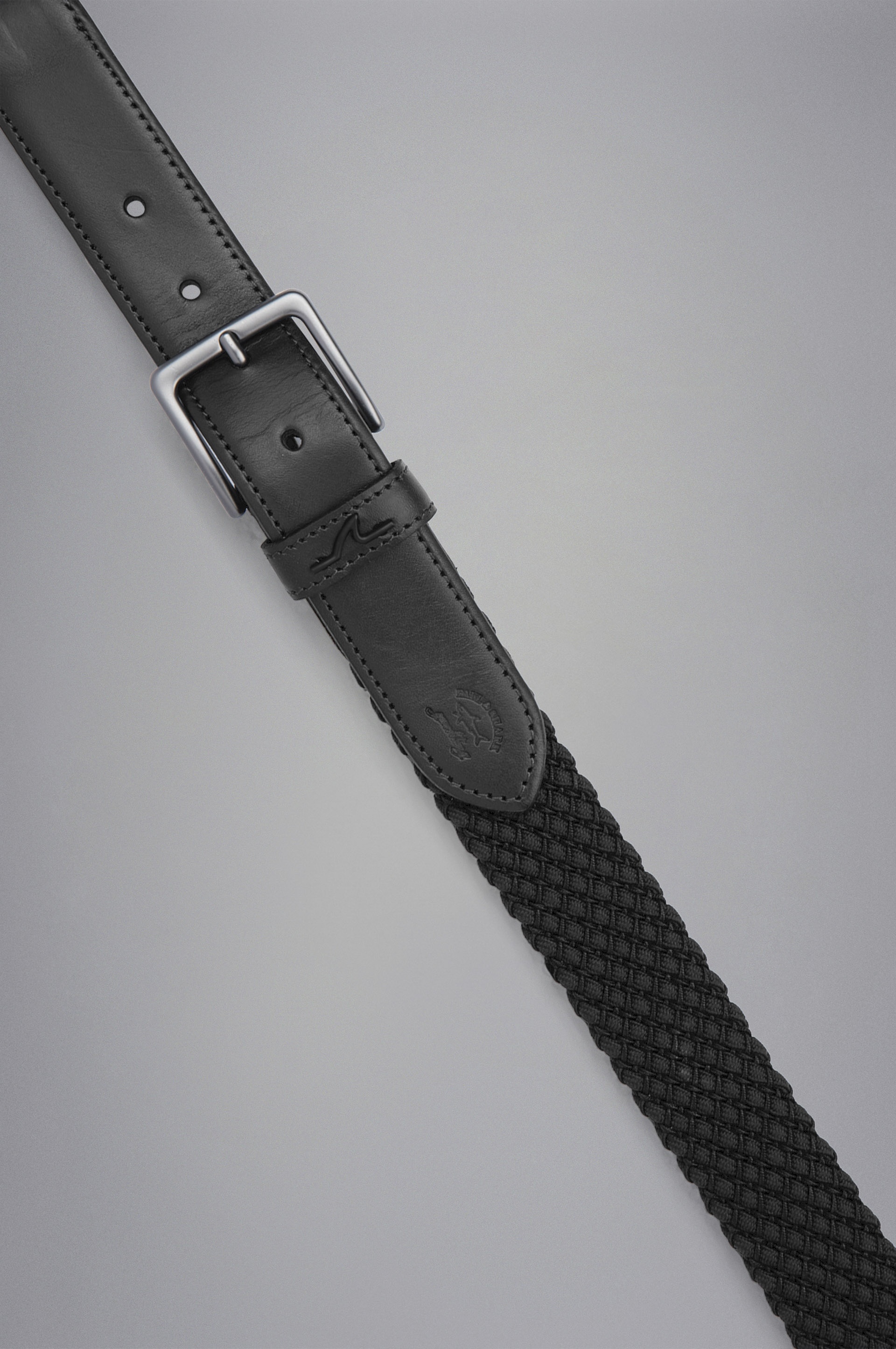 LEATHER TRIMMED WOVEN ELASTIC BELT - 2