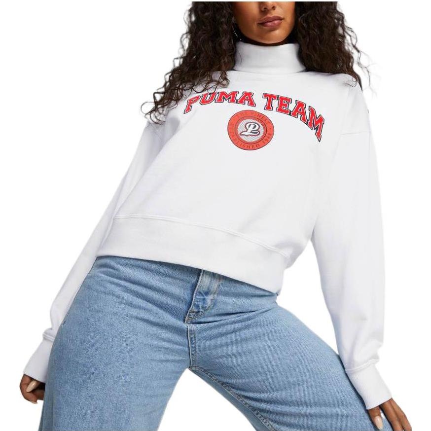 (WMNS) PUMA Team Sweatshirt 'White' 539271-02 - 3