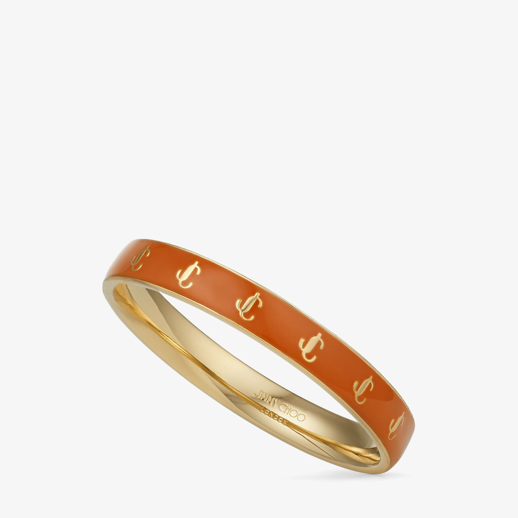 JC Enamel Bangle
Gold-Finish Metal and Amber Orange Enamel JC Bangle - 4