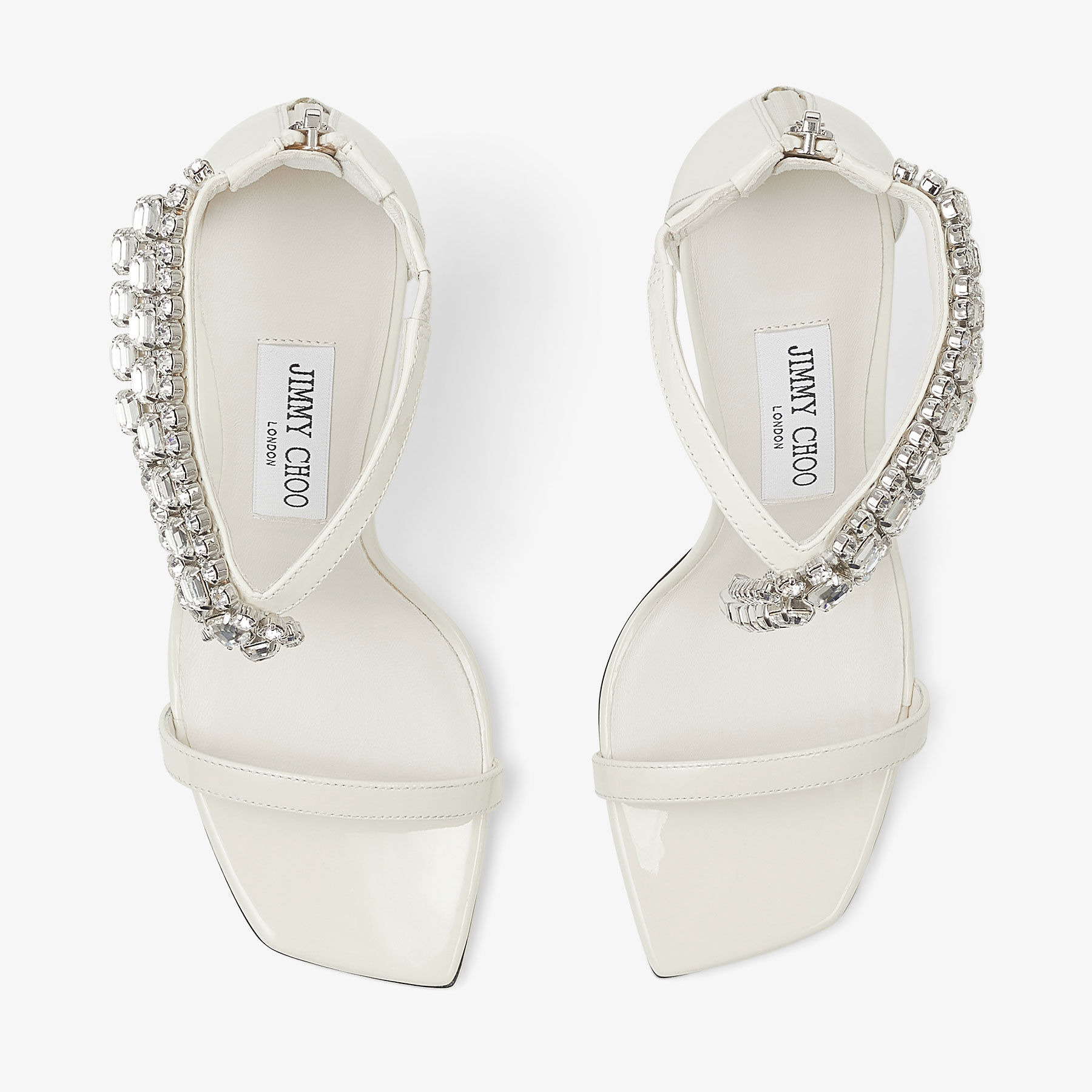 Verity Sandal 100
Latte Patent Leather Crystal Sandals - 4