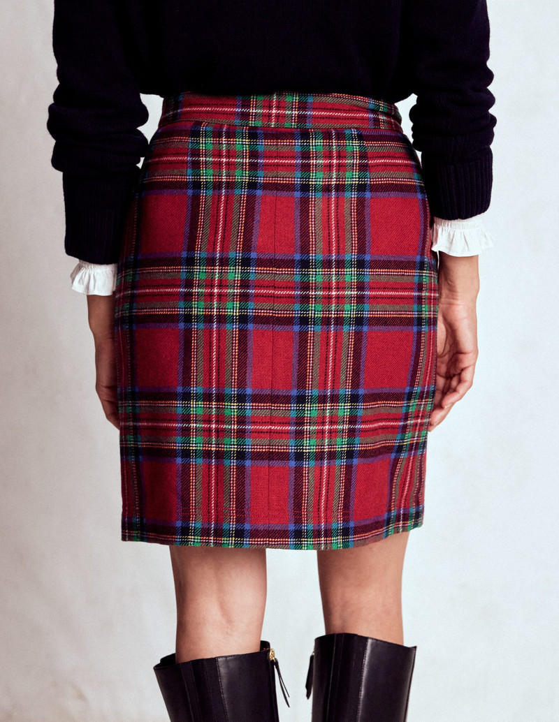 Cecelia Wool Skirt-Red, Blue and Green Check 4