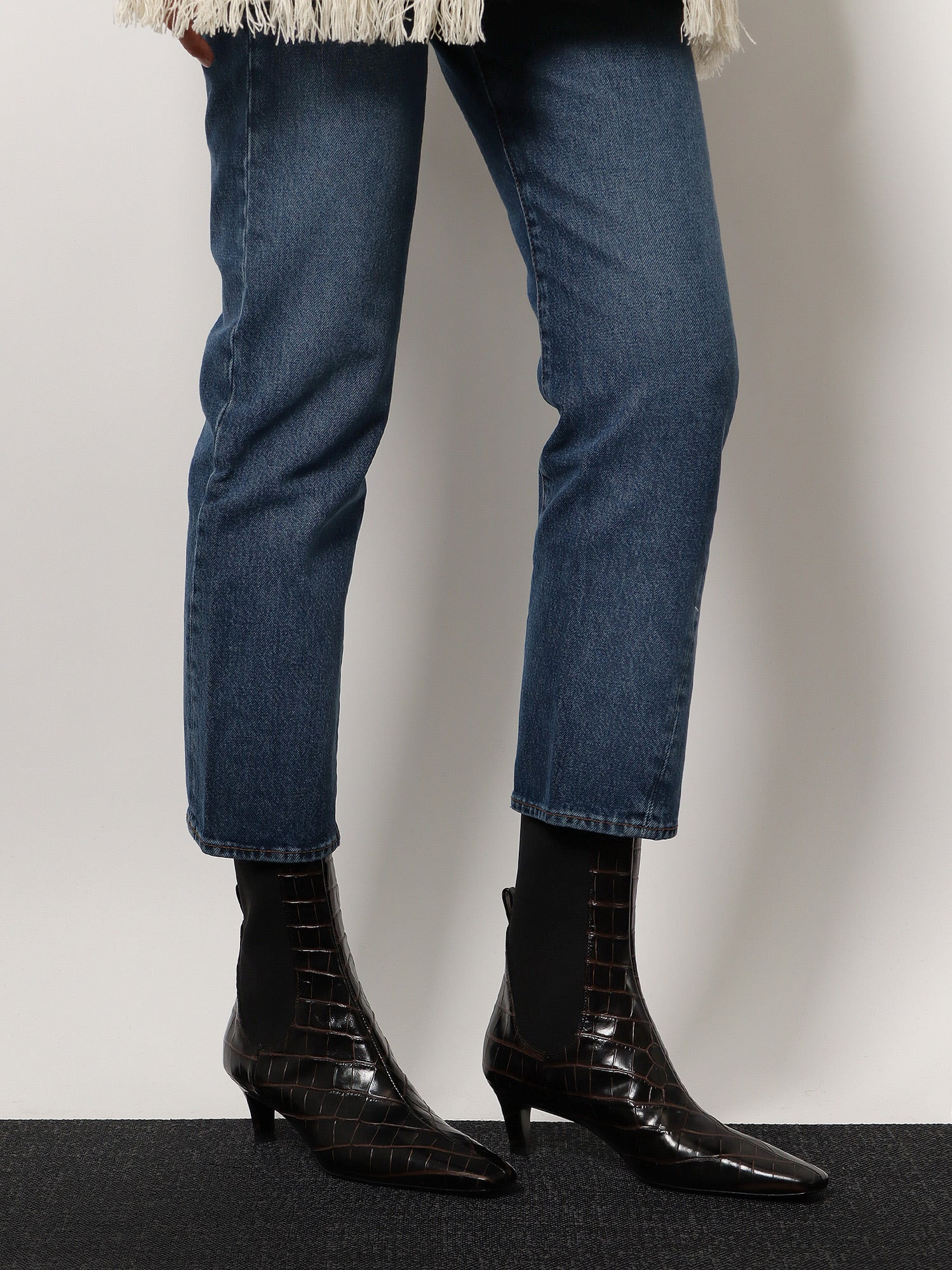 THE MID HEEL BOOT LEATHER BOOTS WITH CROCO EFFECT - 2