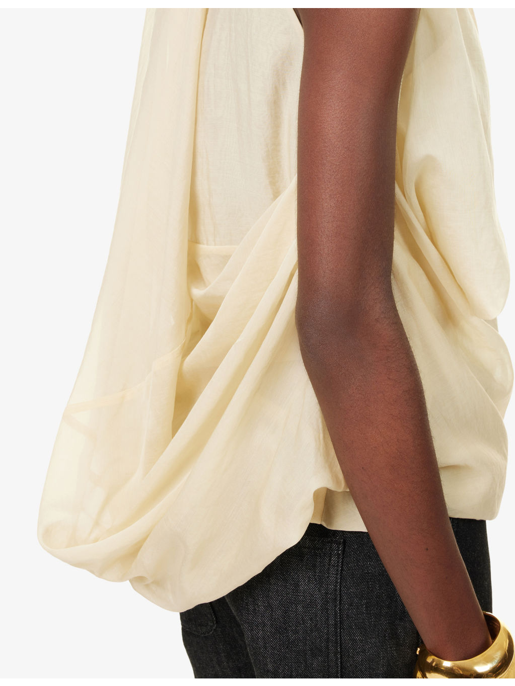 Side Drape Round-Neck Woven Top - 5