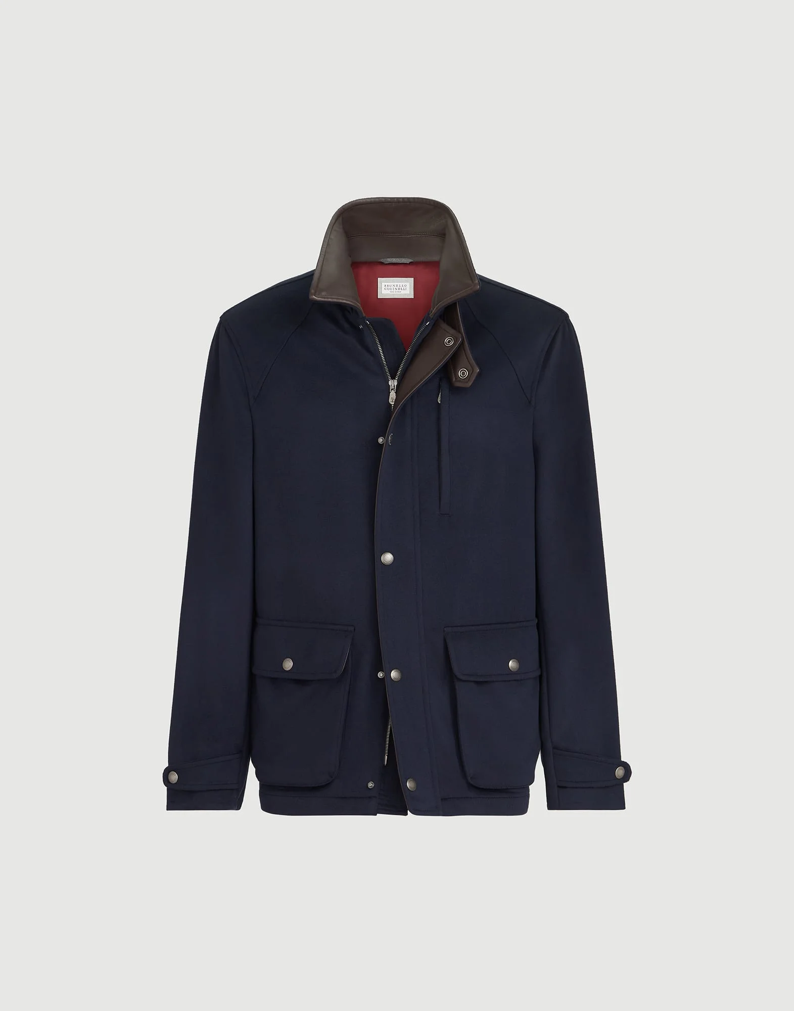 Virgin wool cloth field jacket with nappa leather inserts - 1