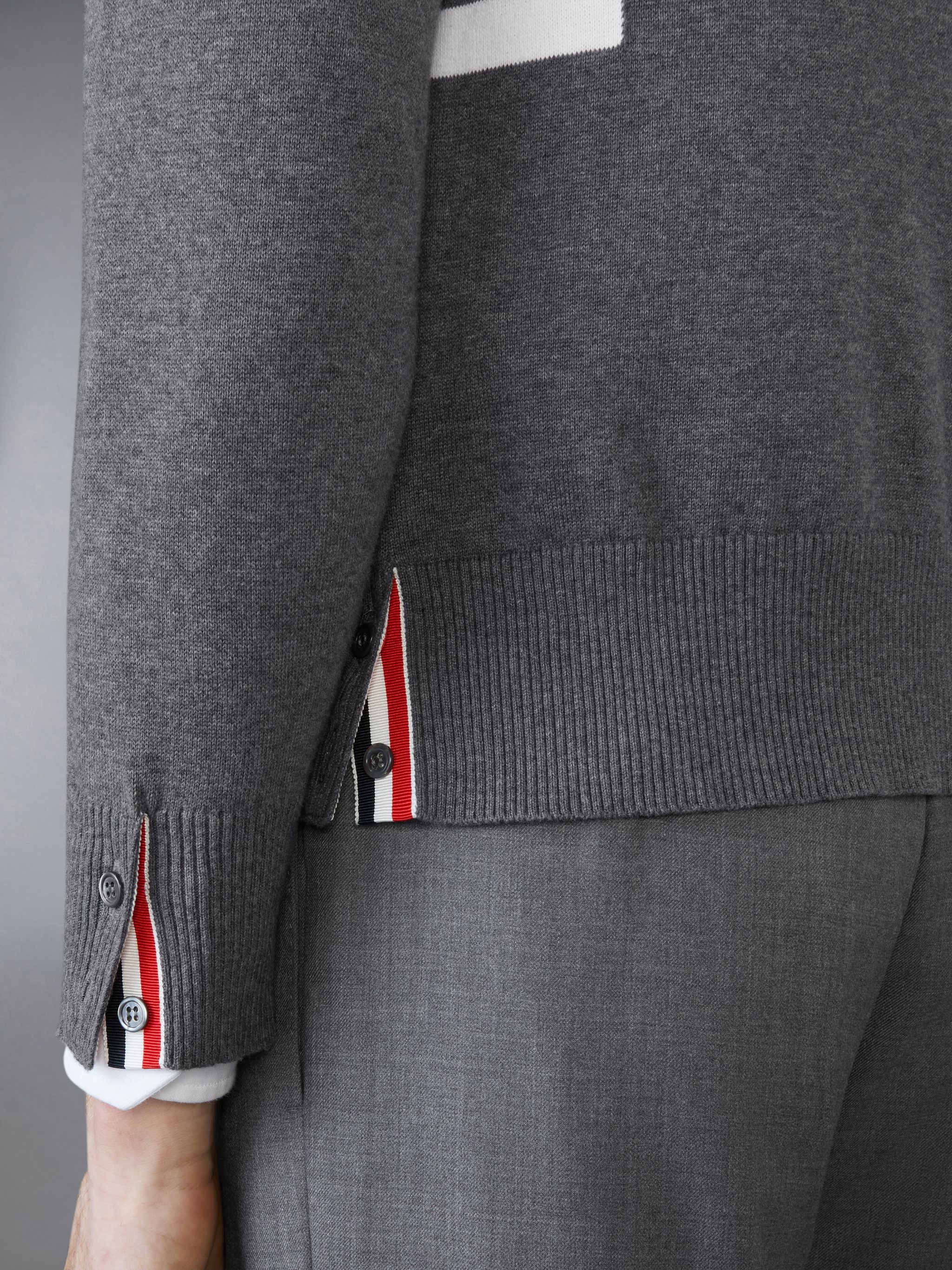 Cotton 4-Bar Relaxed Fit V Neck Cardigan - 4