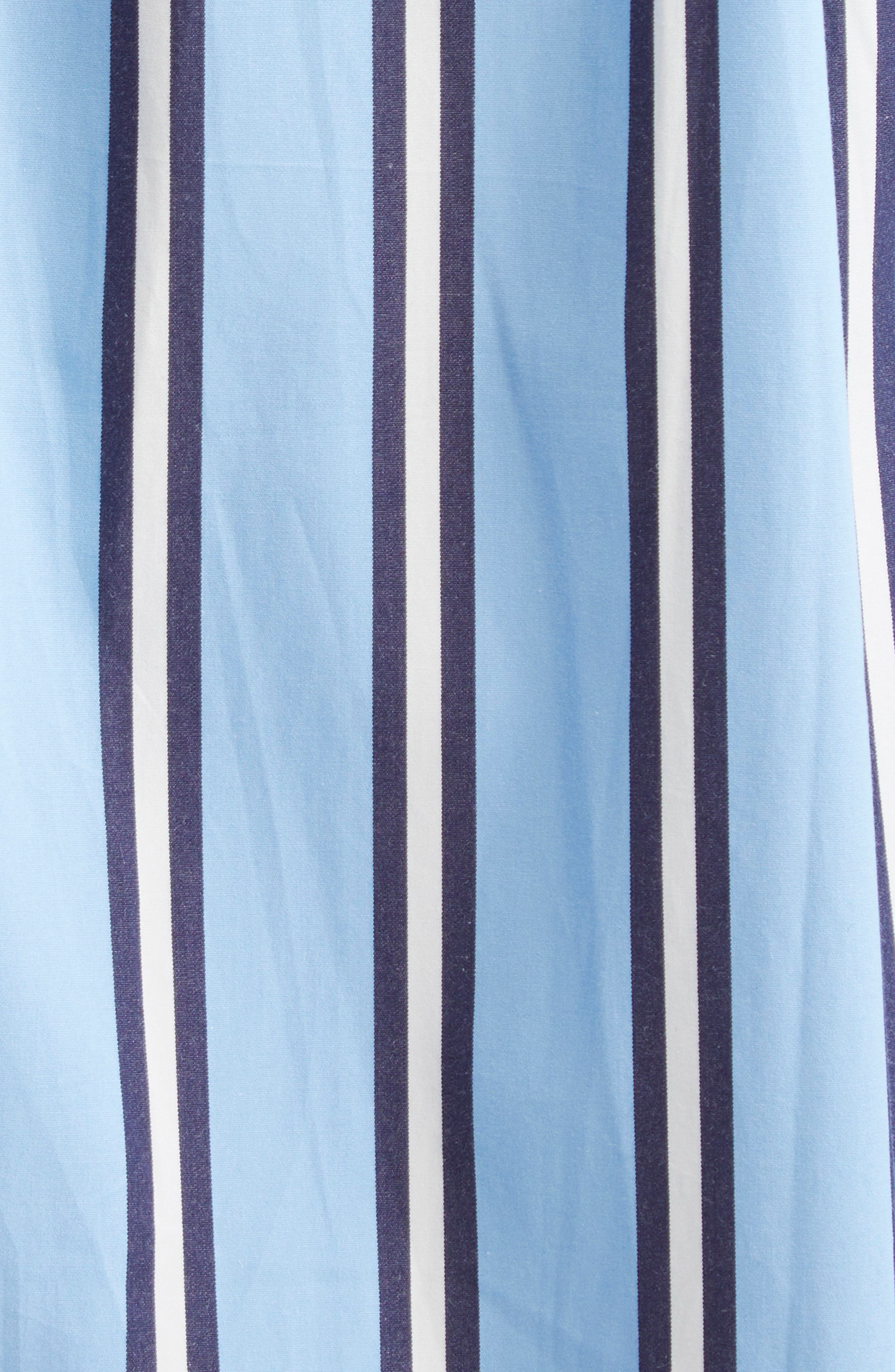 L'AGENCE Jubilee Stripe Belted Long Sleeve Cotton Shirtdress in Sky Blue/Midnight Stripe at Nordstro - 6