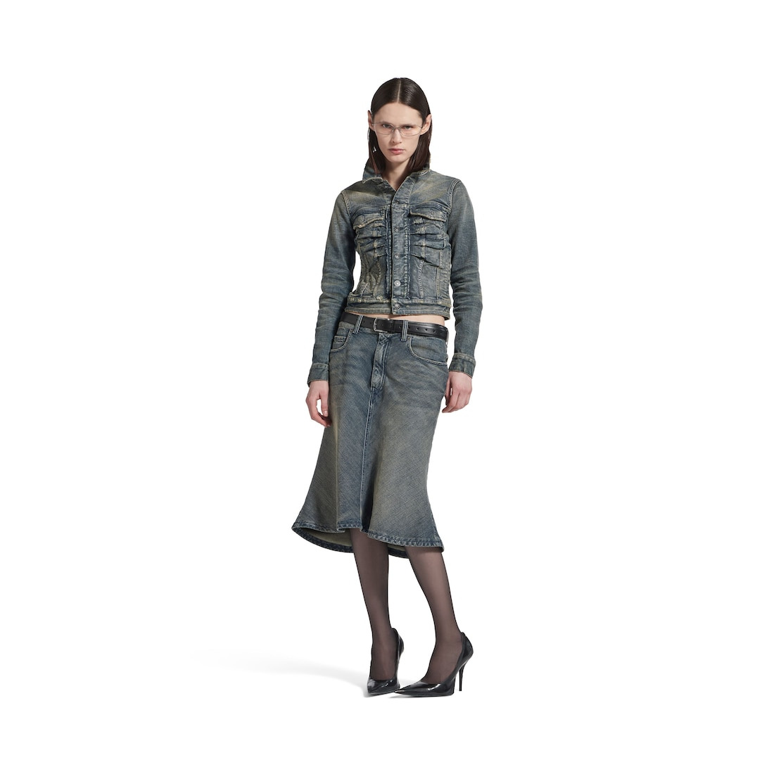 Women's Godet Midi Skirt in Blue - 2