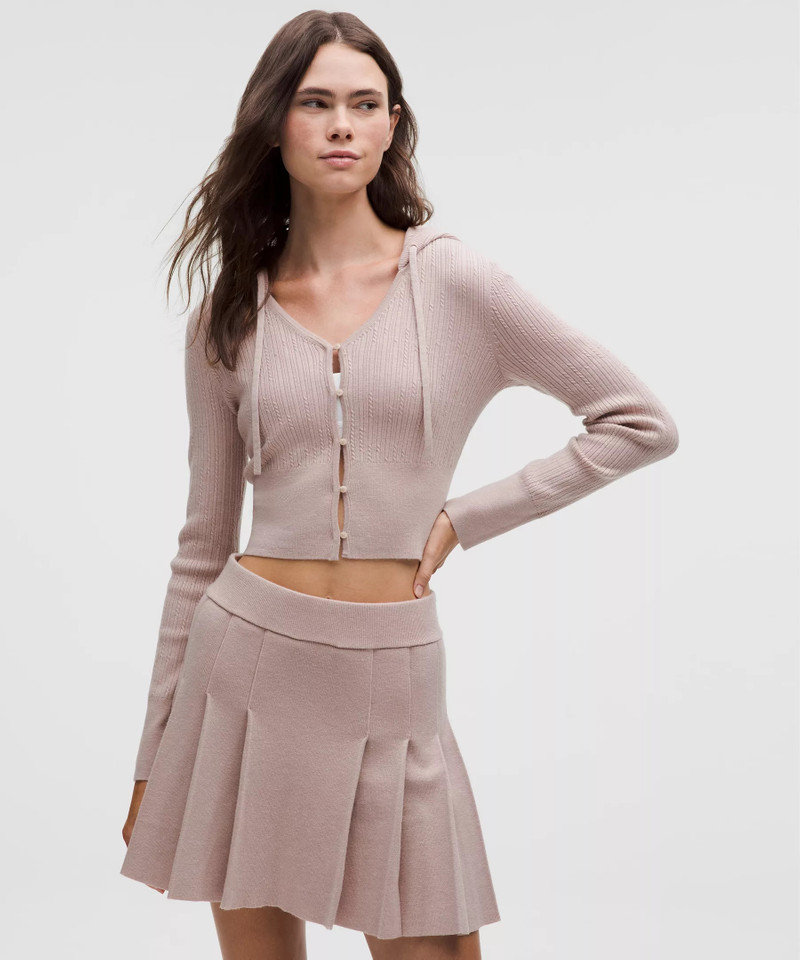 Micro Cable Merino Wool Hooded Cardigan 1
