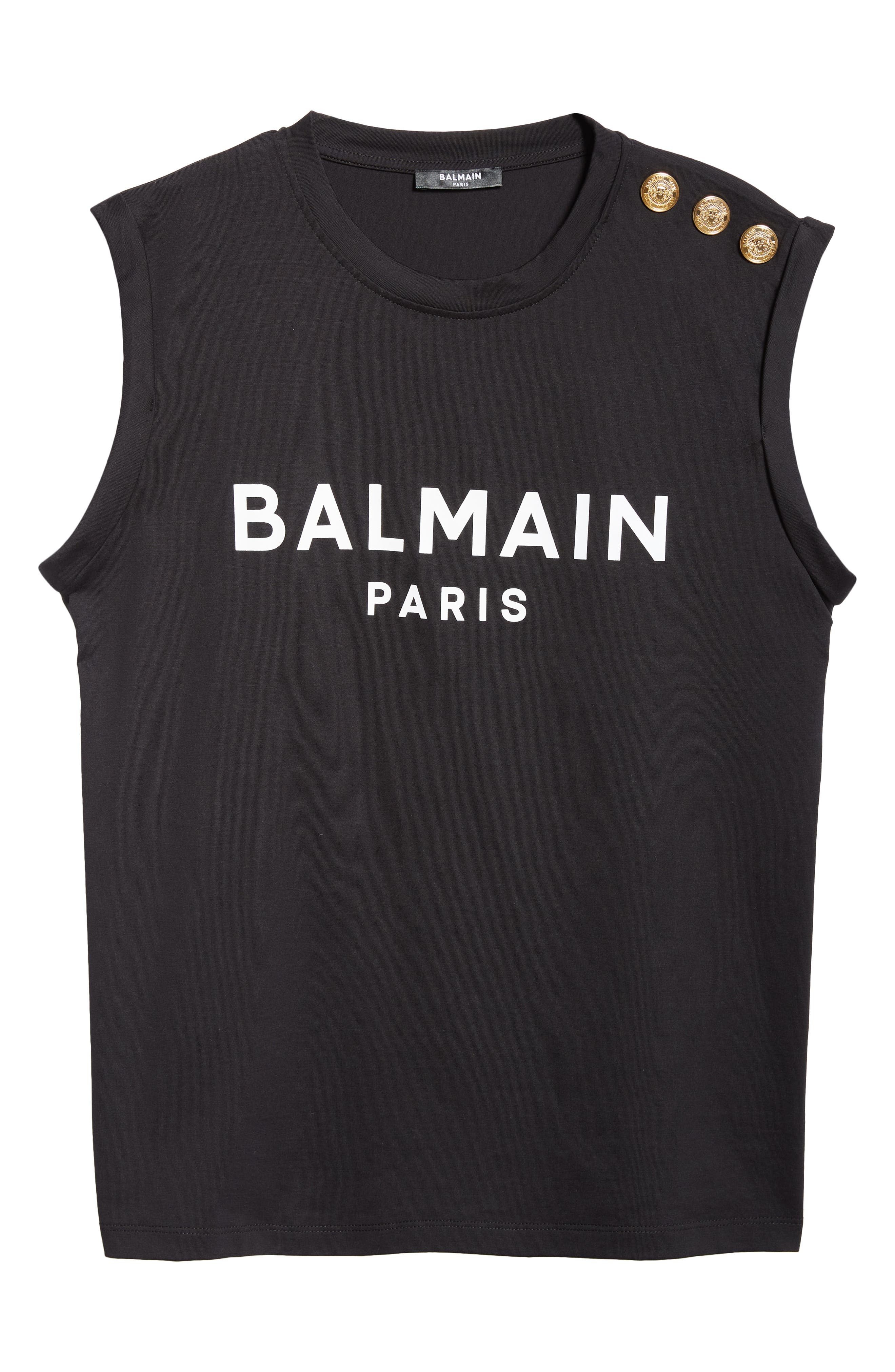 Balmain Cotton Logo Graphic Tank in Black/White at Nordstrom - 6