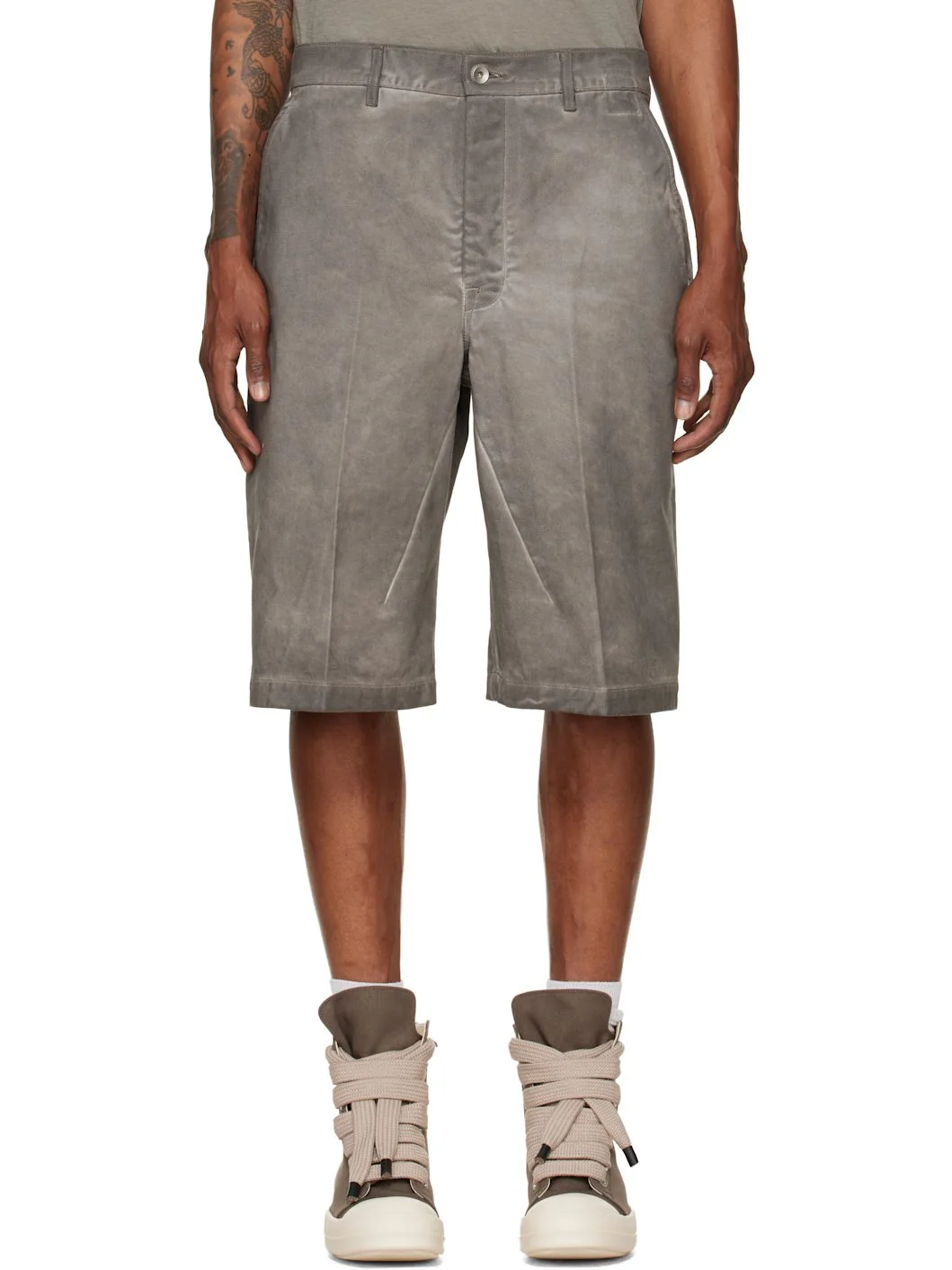 Gray Tower Work Denim Shorts - 1