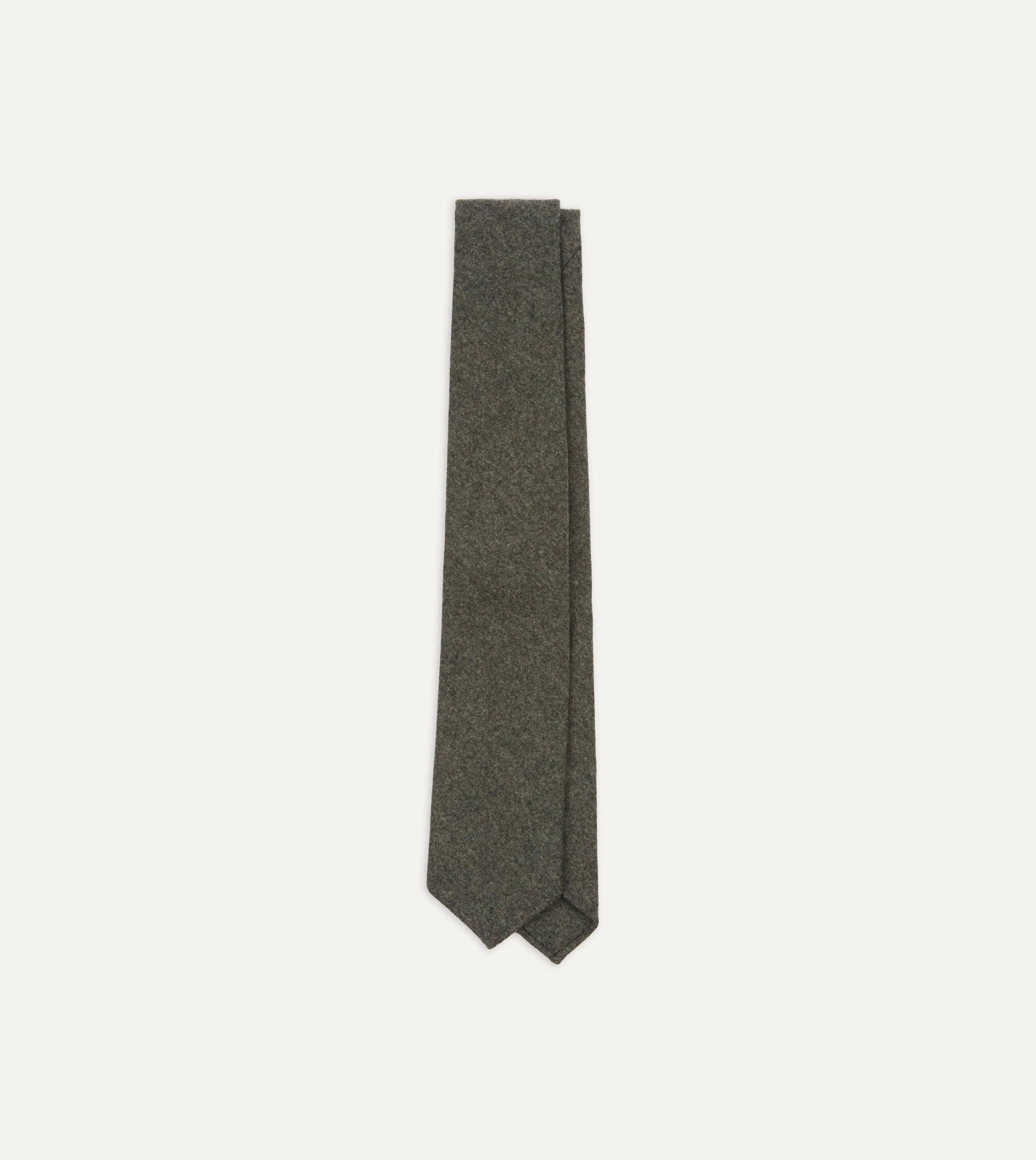 Grey Brushed Solid Hand Rolled Wool Tie - 1