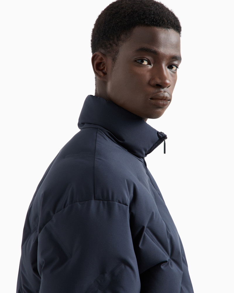 Full-zip nylon down jacket with all-over matelassé-effect micro eagle 5