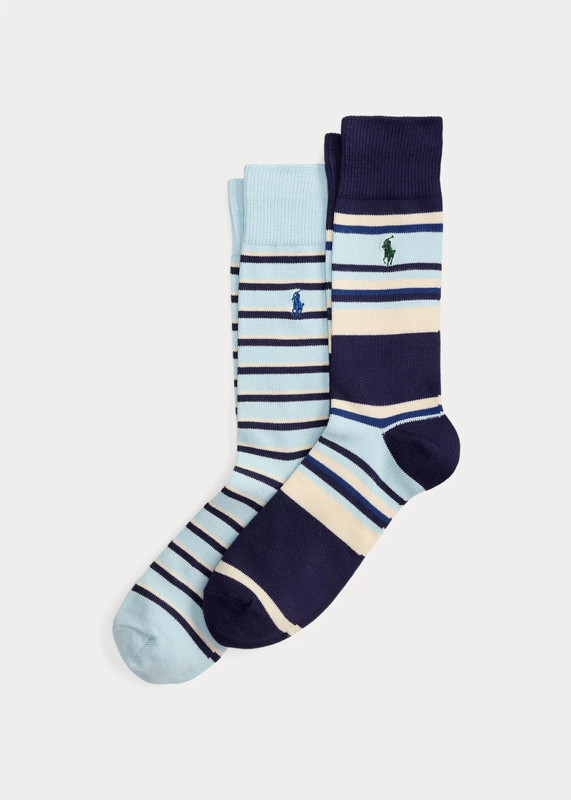 Striped Cotton-Blend Trouser Sock 2-Pack 1