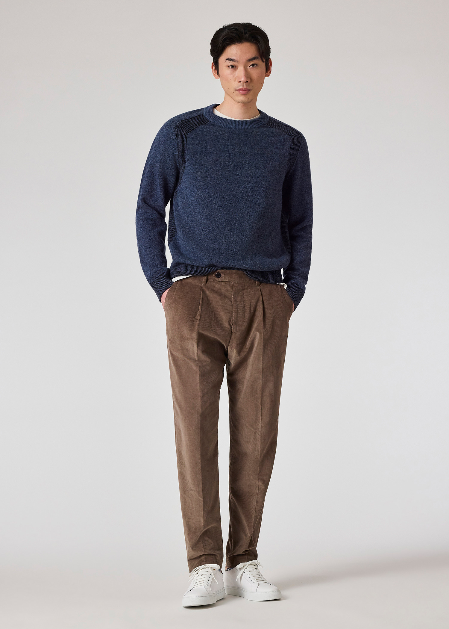 Dark Blue Lambswool Crew Neck Sweater - 5
