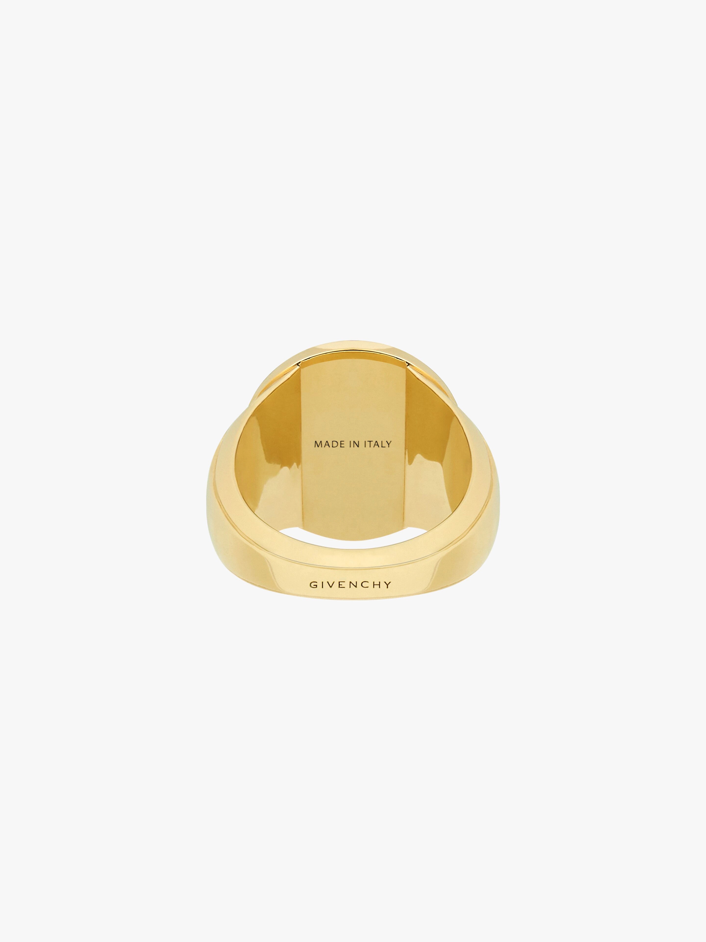 SIGNET RING WITH DOG TAG EFFECT PATTERN - 2