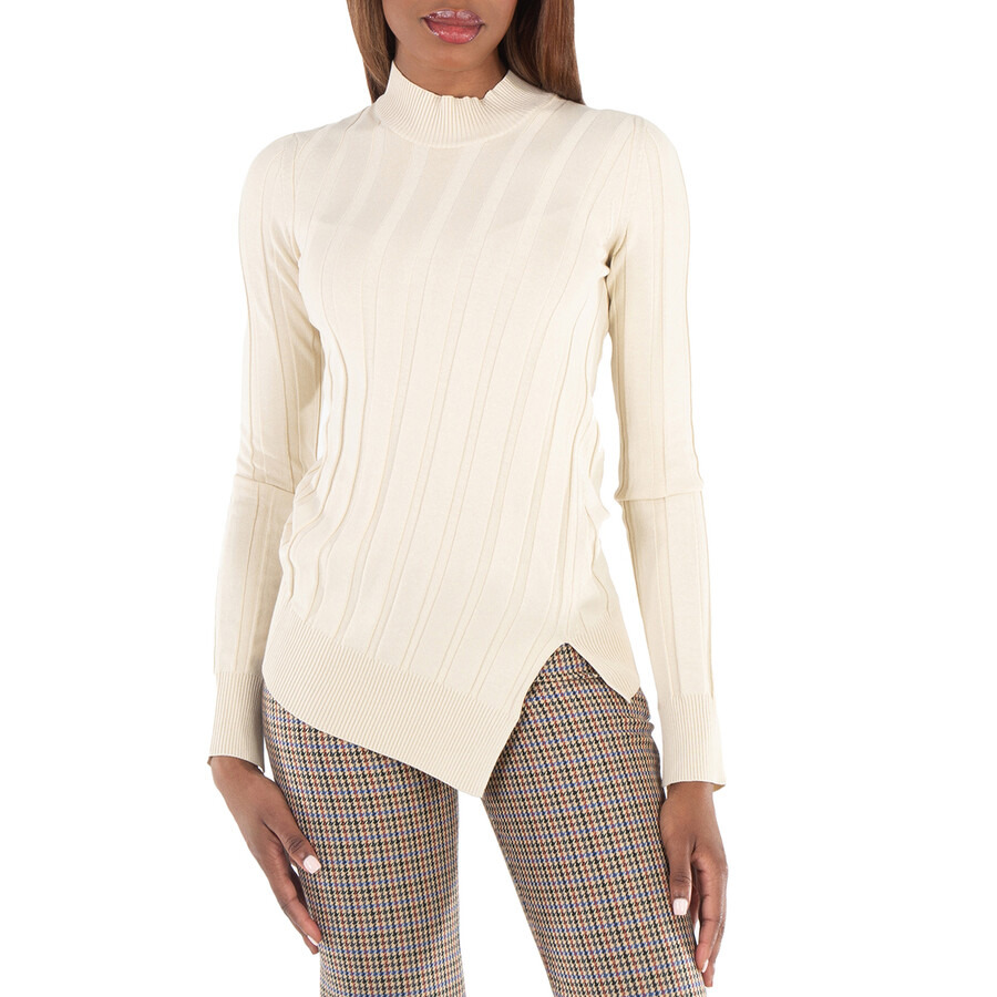 Stella Mccartney Ladies White Asymmetric-Hem Knit Jumper - 2