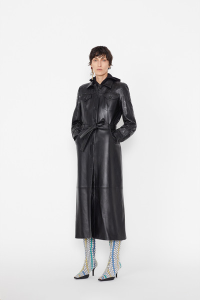 Marine Serre Moon Leather Belted Long Coat outlook
