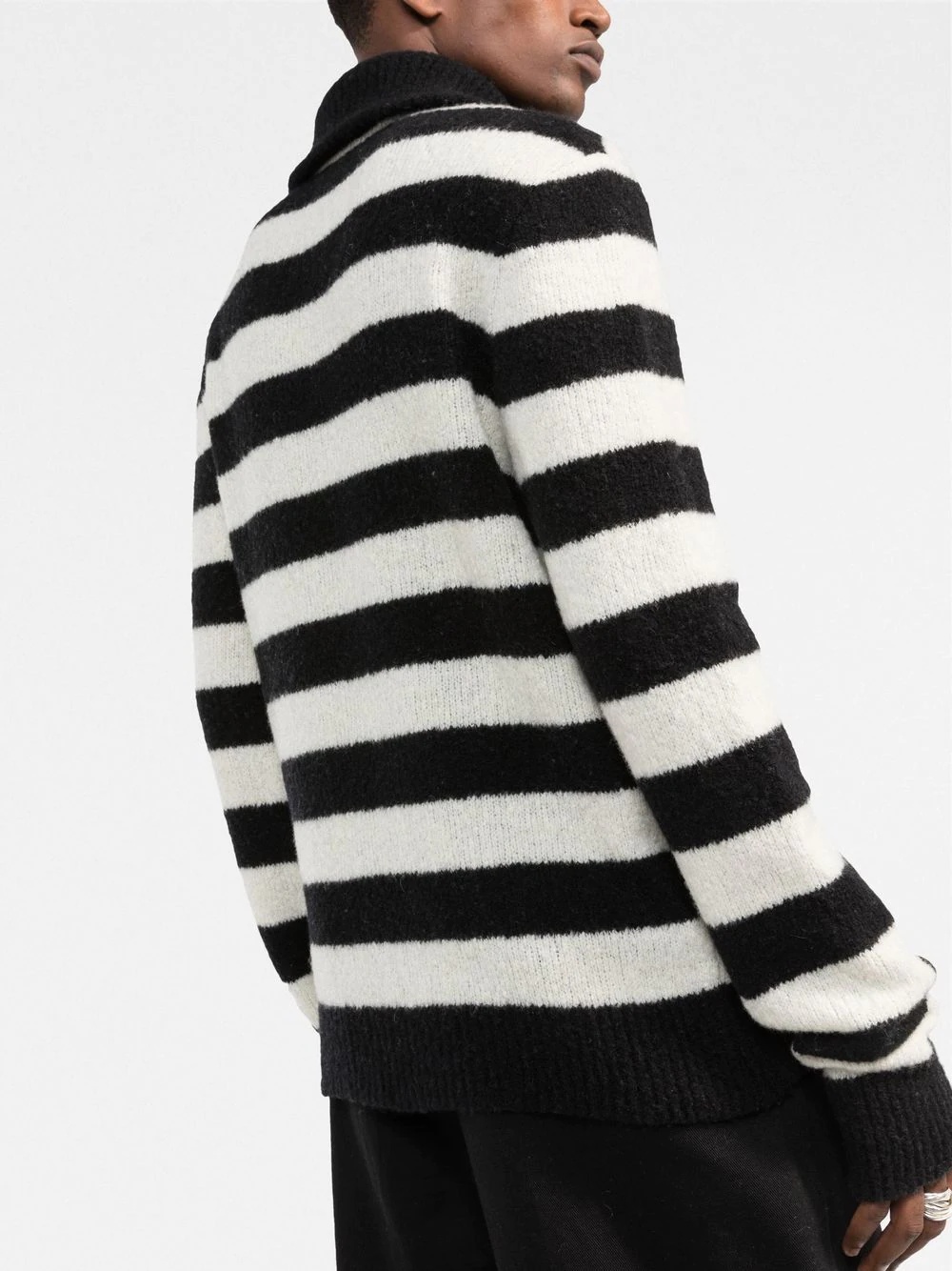 horizontal stripe knitted quarter-zip jumper - 3