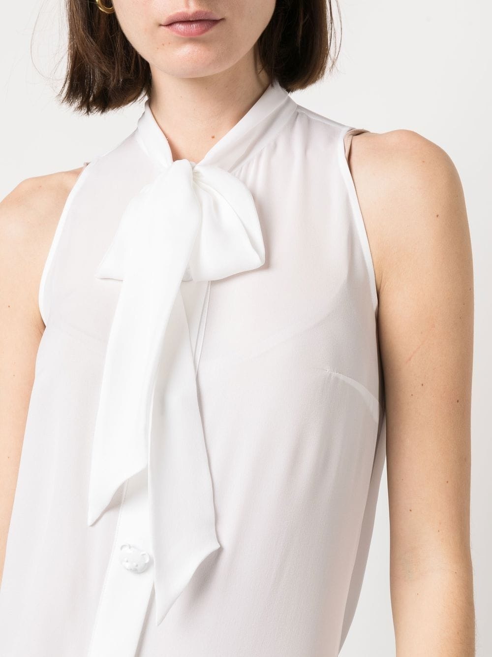 pussbow-collar sleeveless blouse - 5