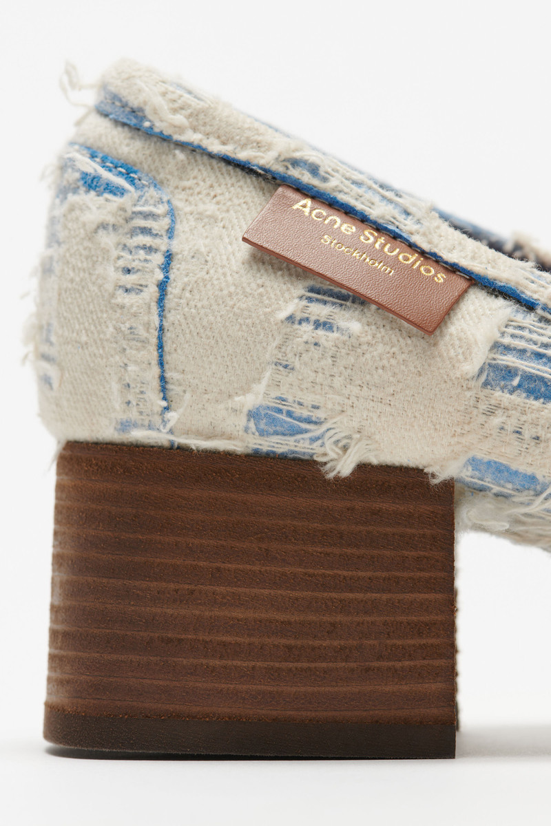 Distressed eather heel loafers - Blue/white 6