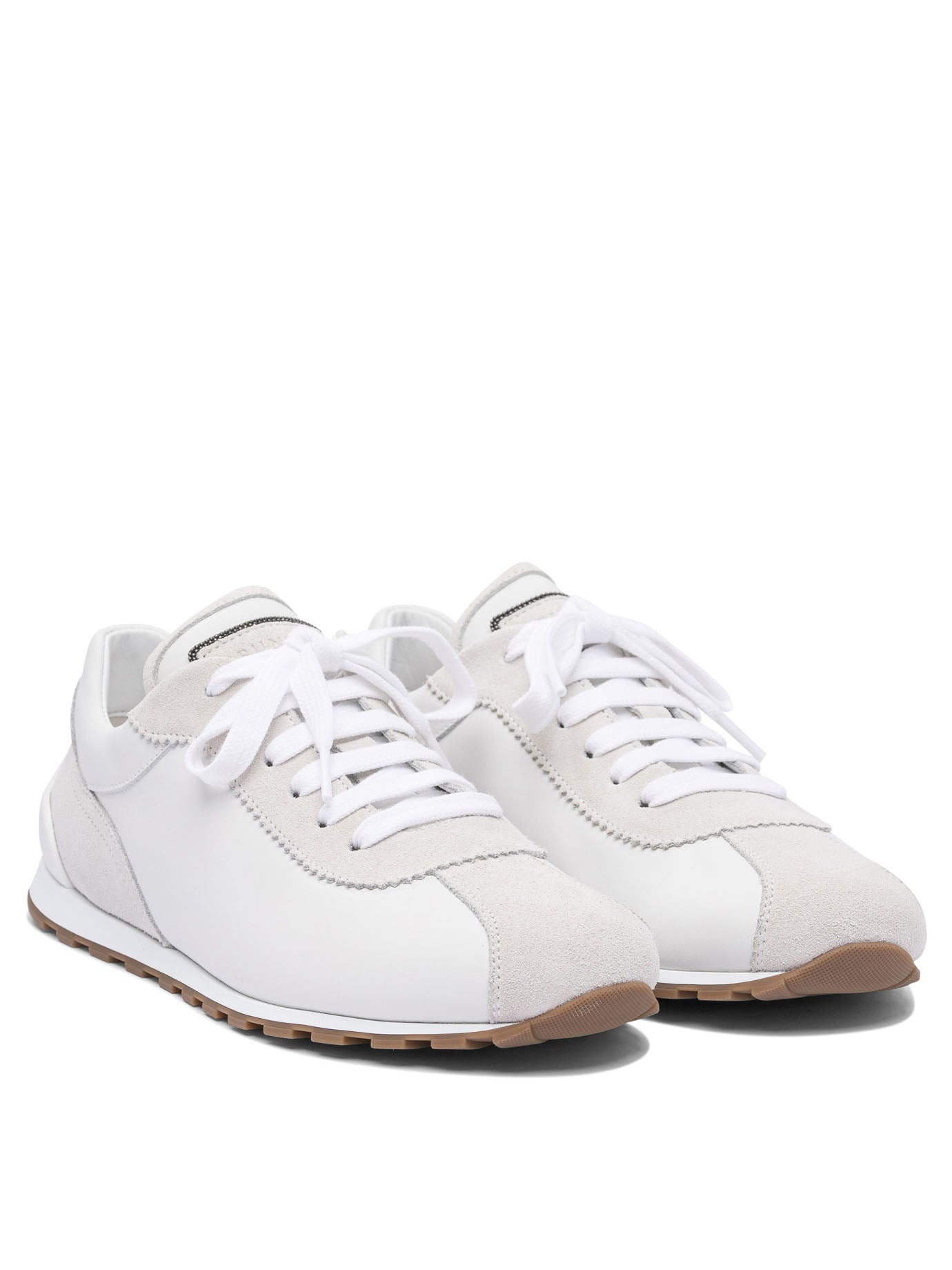 Brunello Cucinelli Women Suede And Calf Leather "Runners" Sneaker With Jewel - 2