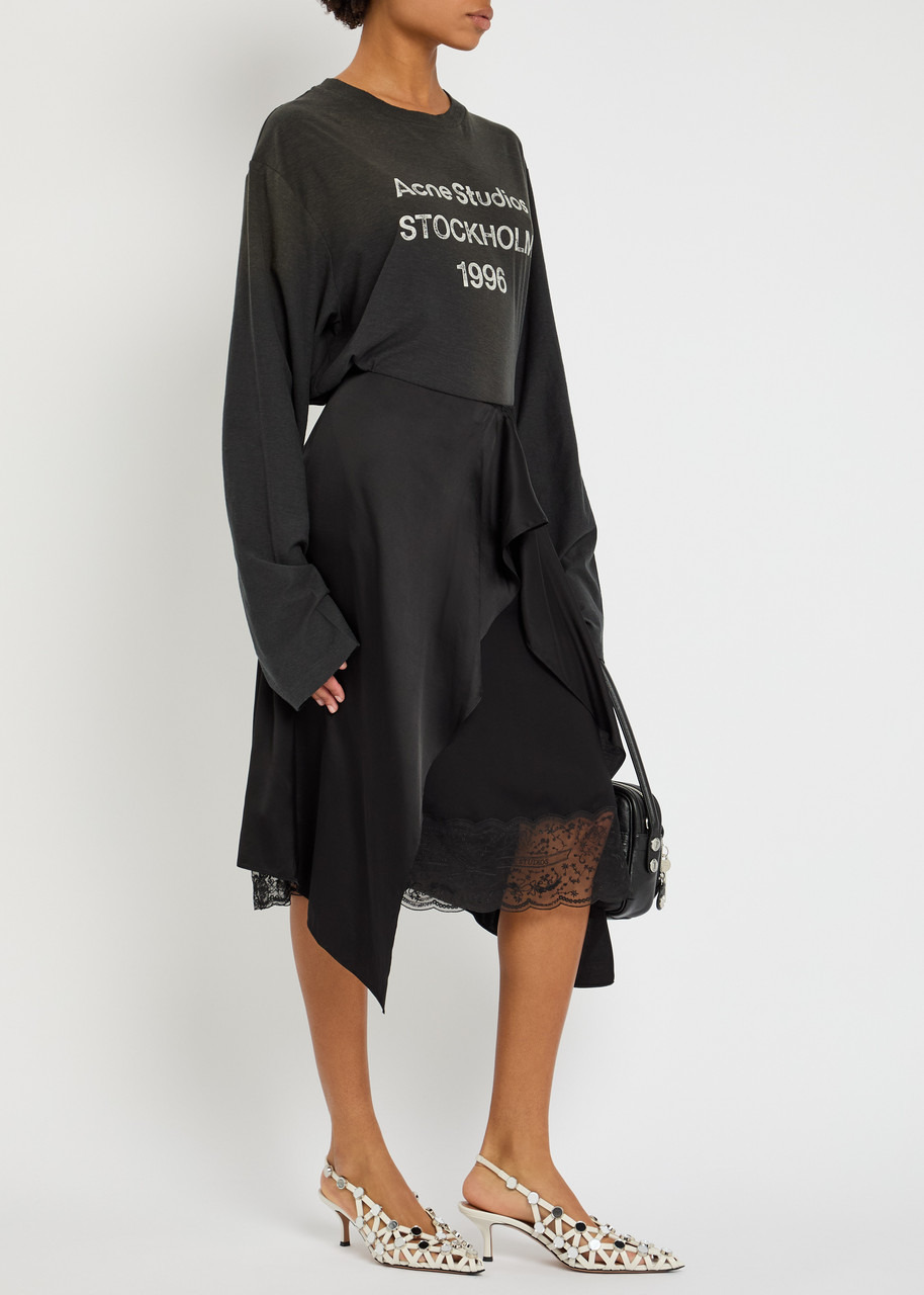 Acne Studios Inouka Asymmetric Satin Midi Skirt - 4