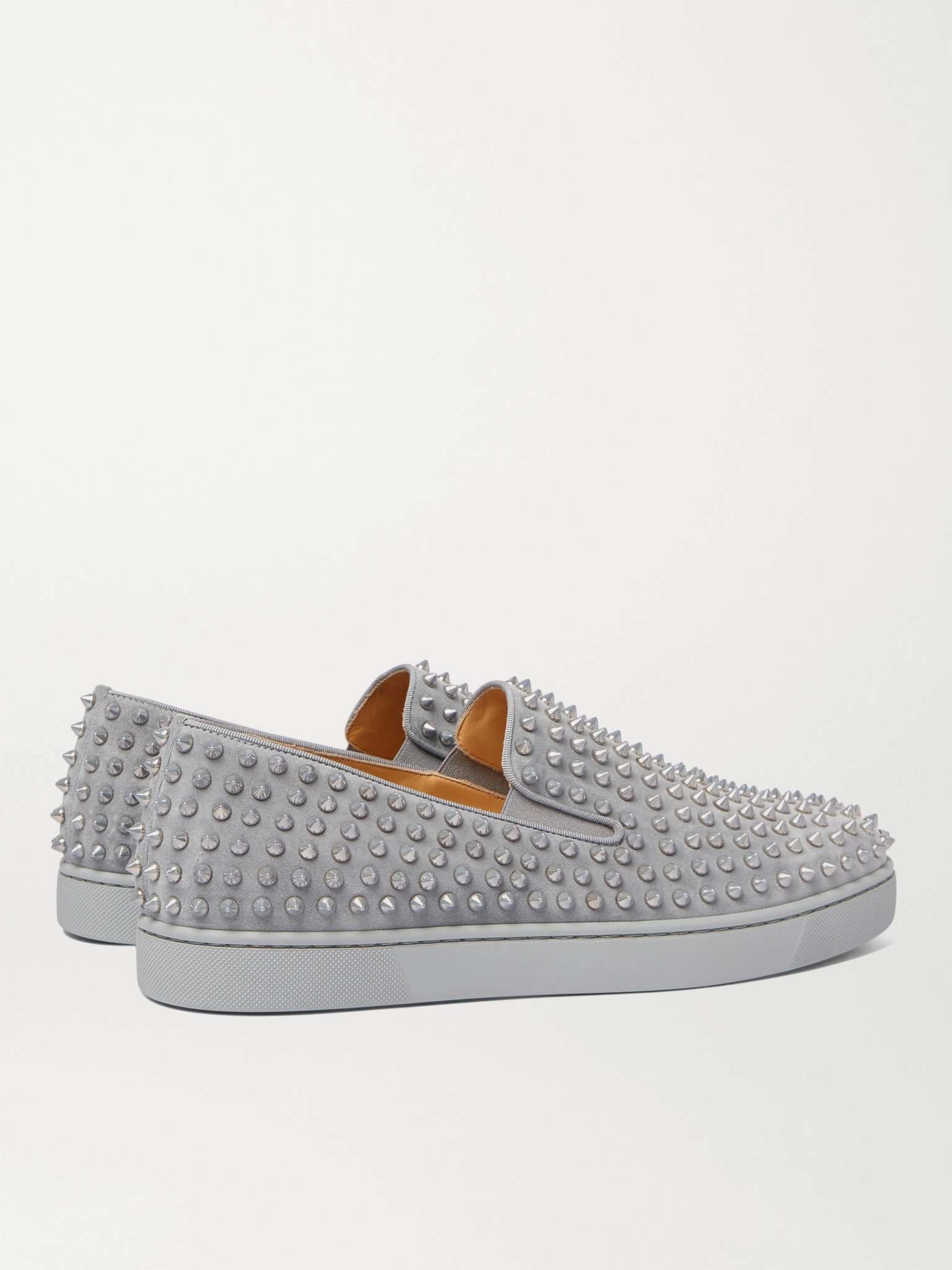 Roller-Boat Spiked Suede Slip-On Sneakers - 5