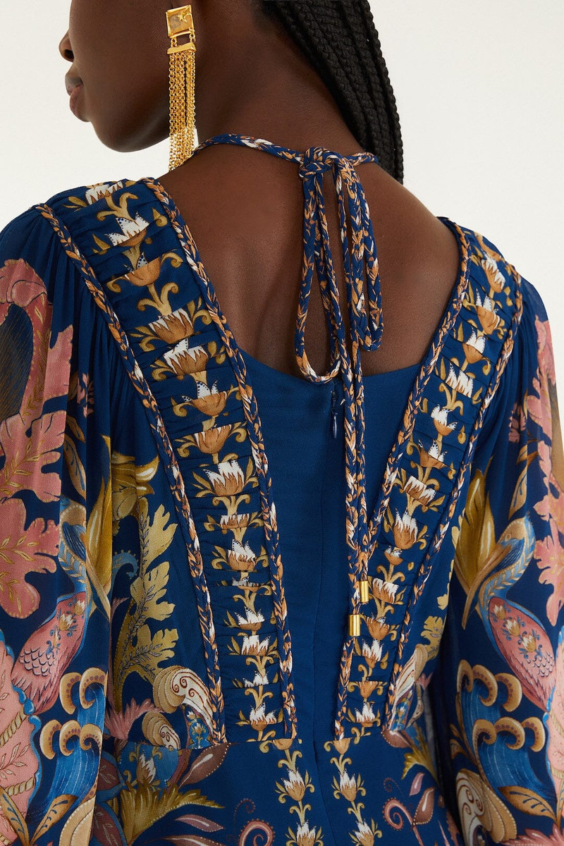 Navy Blue Sea Garden Braid Details Maxi Dress 5